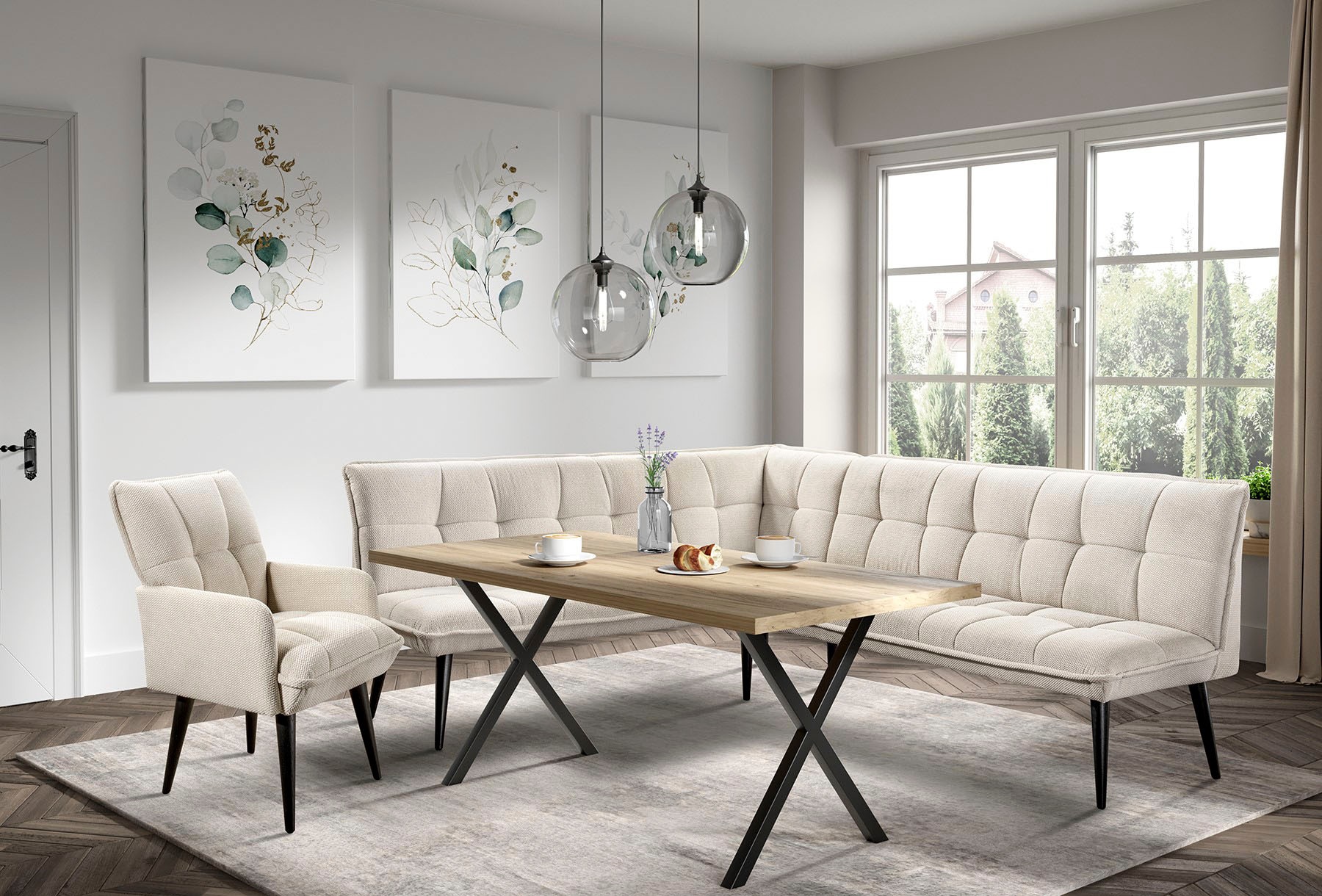 exxpo - sofa fashion Essbank hoher Sitzkomfort, bequem und elegant, hochwertige Detailverarbeitung