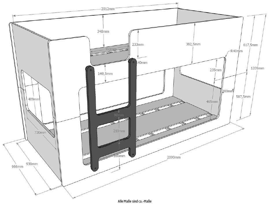 5. Bild von Vipack Spielbett »Lucca«, in Dschungel-Optik, mit Leiter und Fensterausschnitten, MDF lackiert