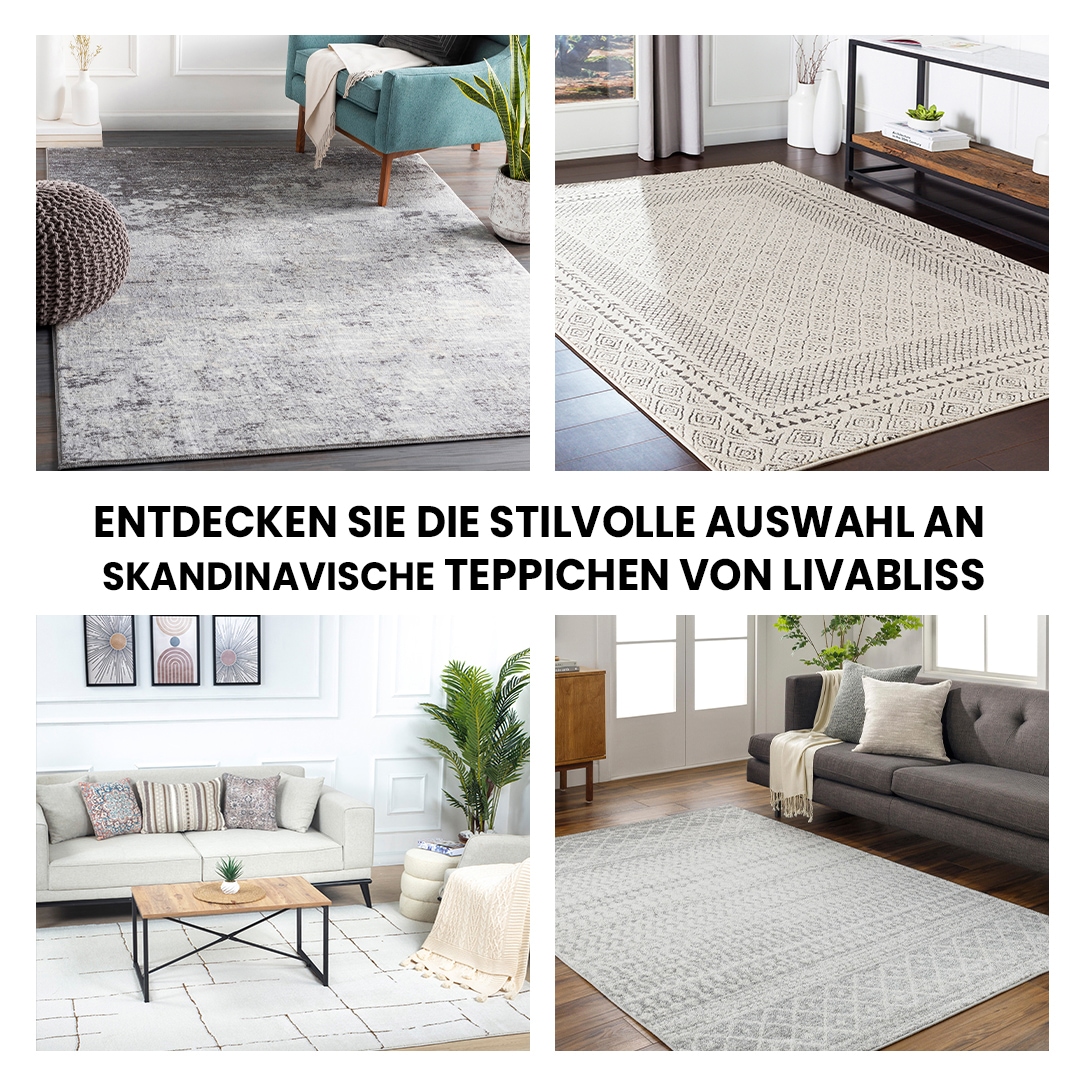 Livabliss Teppich »MONACO«, rund, 14 mm Höhe, Skandinavischer Teppich, Kurzflor Boho-Wohnzimmerteppich