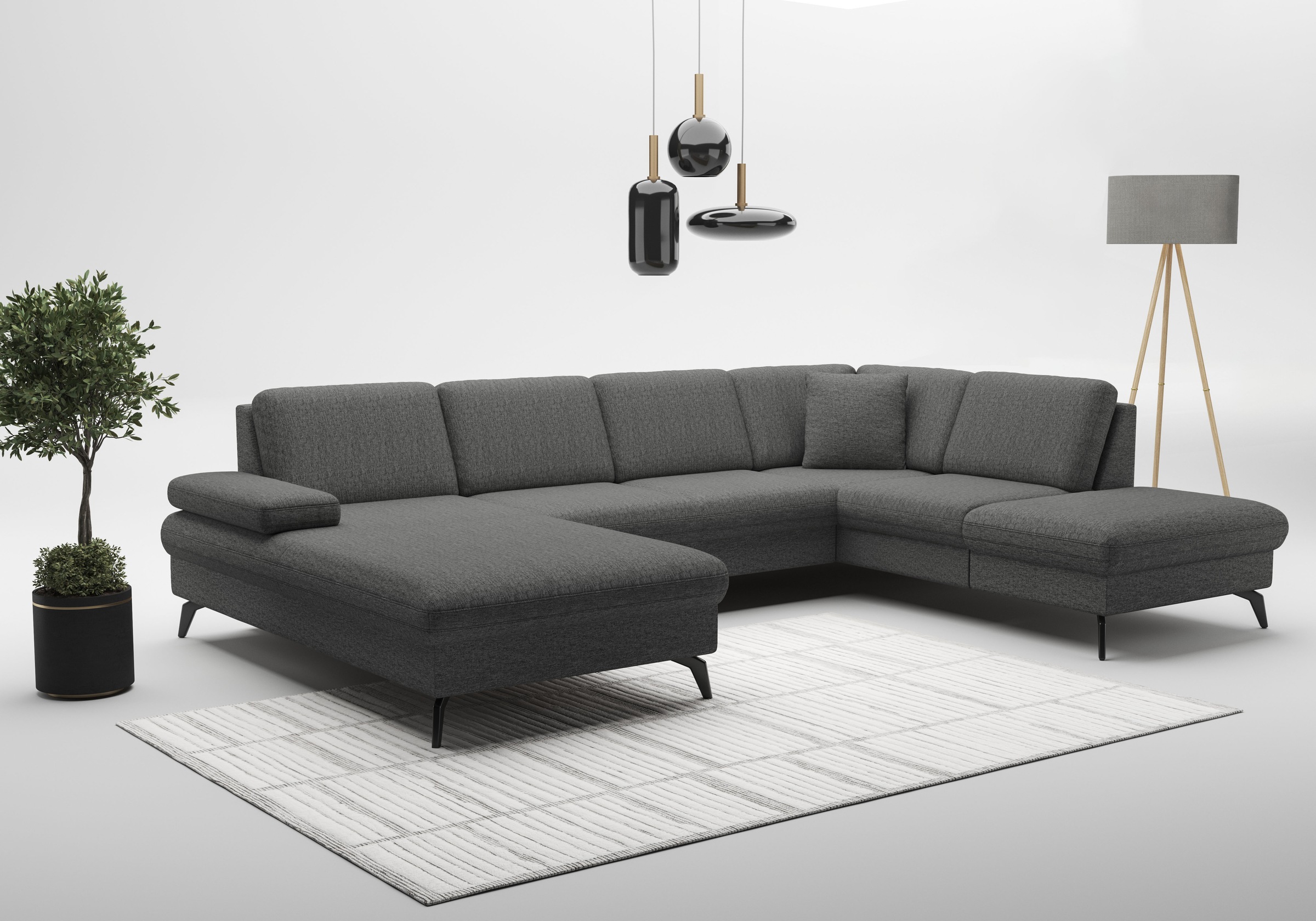 sit&more Wohnlandschaft »Morris Jubi U-Form«, inkl. Armteilfunktion und 1 Zierkissen, wahlweise mit Bettfunktion