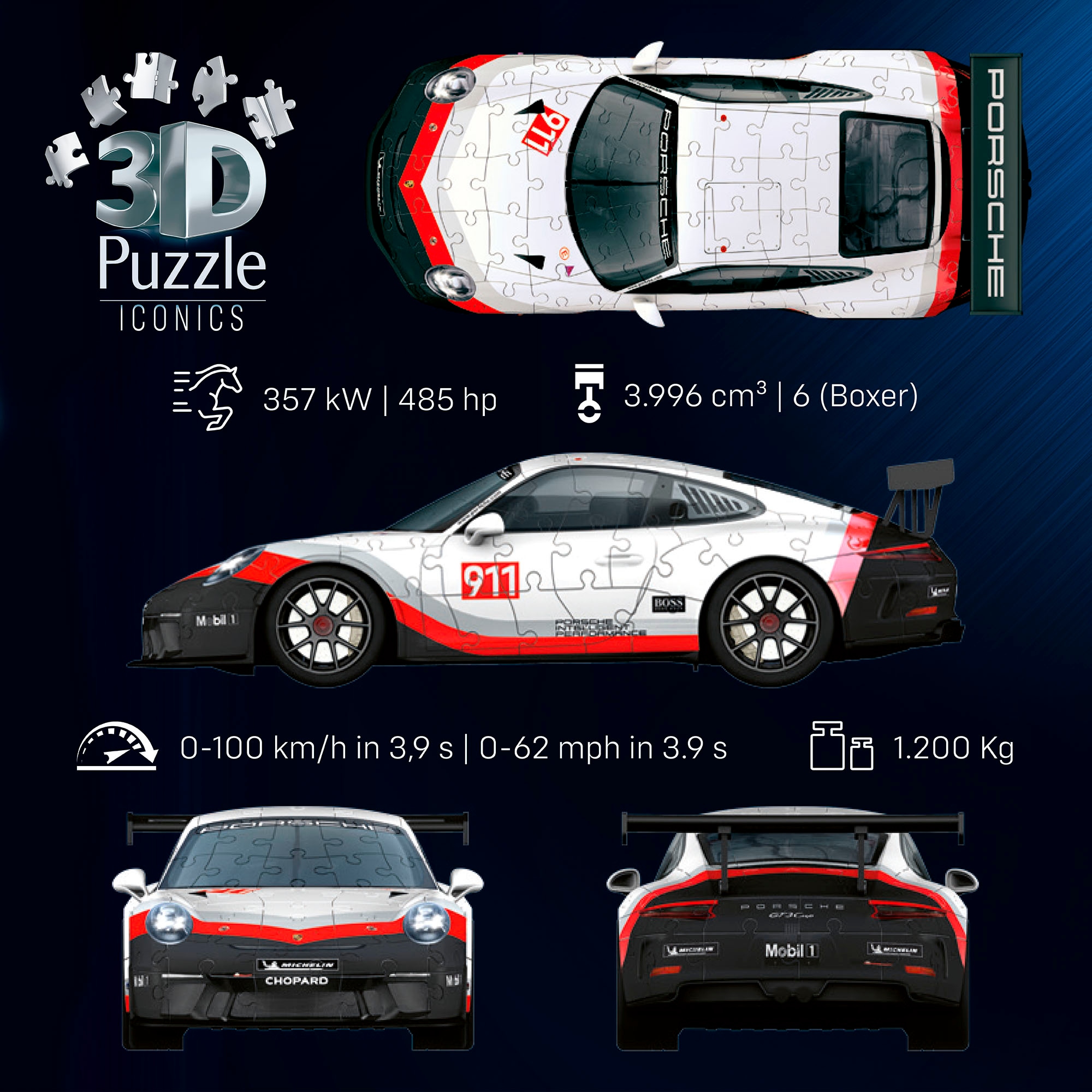 Ravensburger 3D-Puzzle »Iconics: Porsche 911 GT3 Cup«, Made in Europe