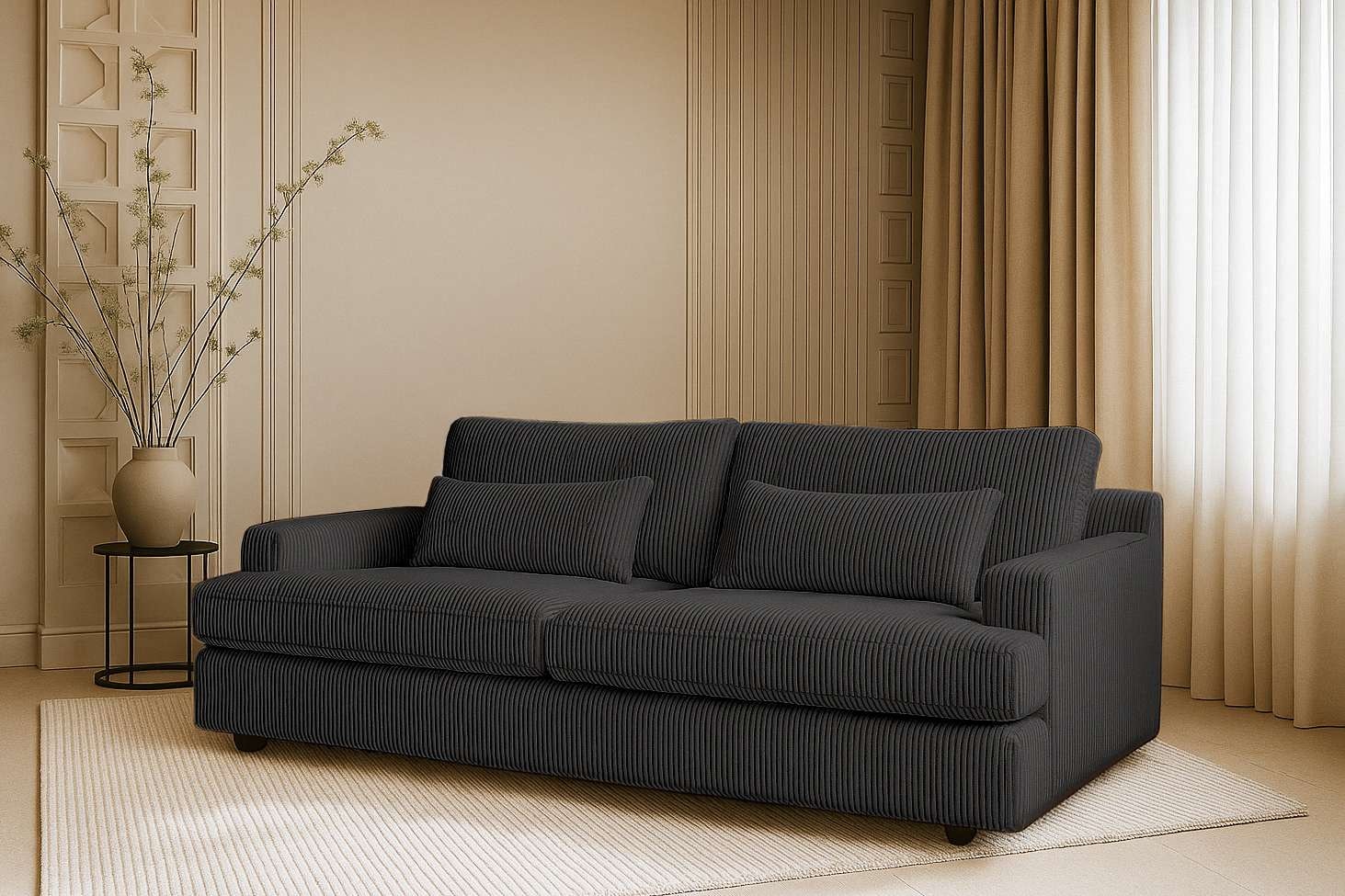 Home affaire Big-Sofa »Evelle 3 Sitzer Maxi«, 237 cm, tiefe Sitzfläche, Lounge-Sitzkomfort, Struktur, Breitcord