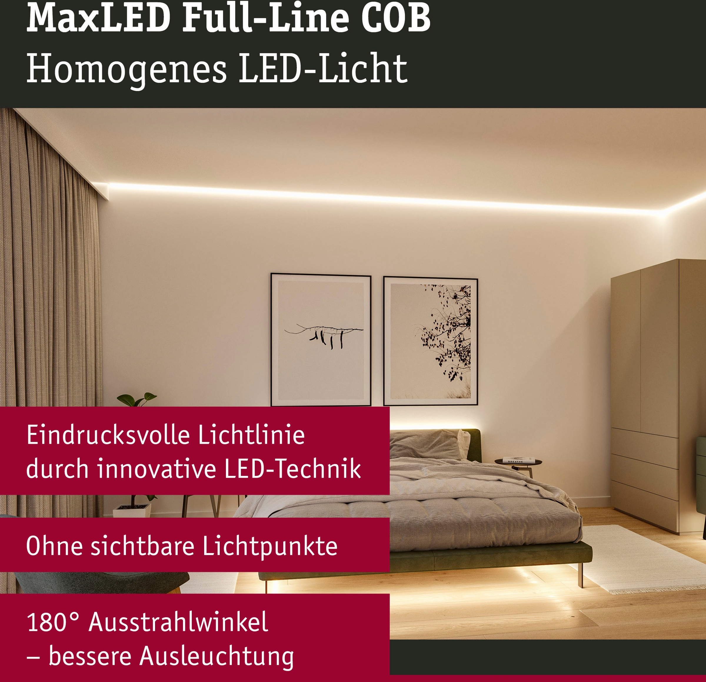Paulmann LED-Streifen »MaxLED 500 Full-Line COB Einzelstripe 2,5m Warmweiß 15W 1250lm 2700K«, 1 St.-flammig