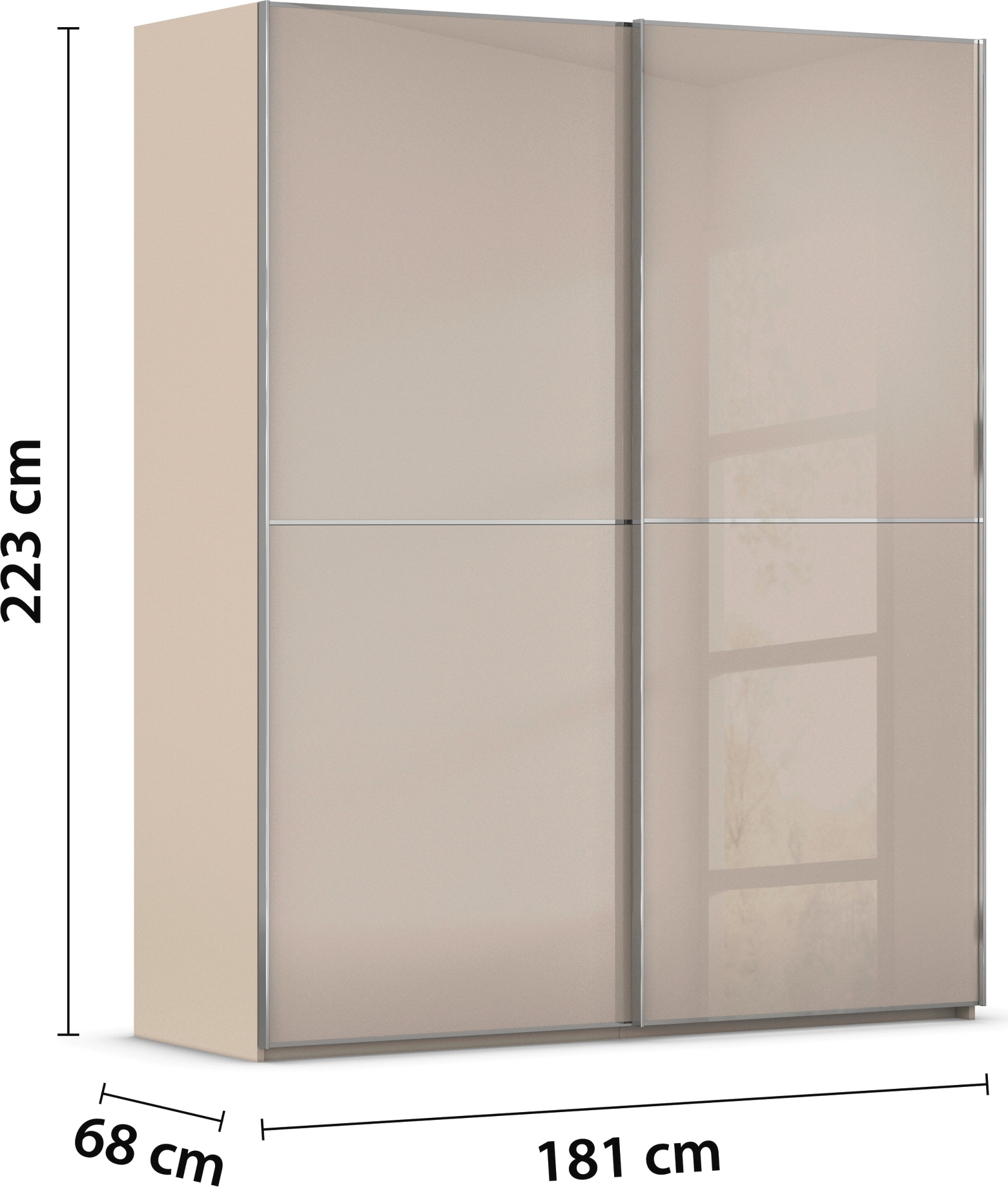 rauch Schwebetürenschrank »Kleiderschrank Schrank Garderobe Schlafzimmerschrank SCALE-DUO« edle zweigeteilte Türen Glas-Front mit 3 Zierleisten MADE IN GERMANY