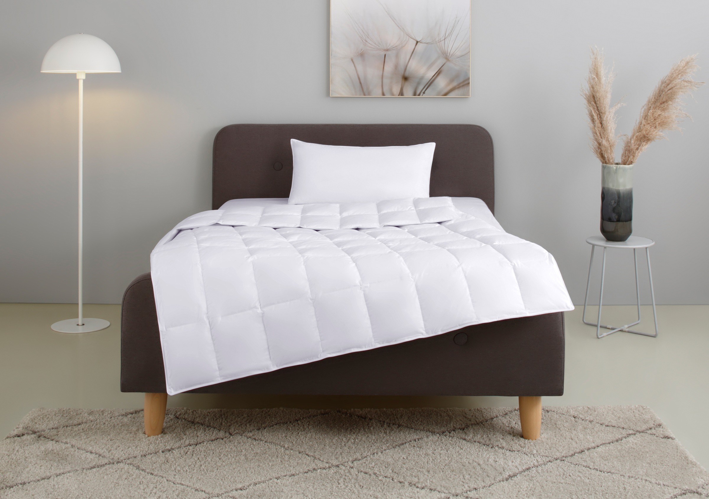 OTTO home Federbettdecke + Kopfkissen »Irah Bettdecke 135x200 cm, 155x220 cm« Set mit Kissen 80x80 cm, Sommer, Winter, Made in Germany