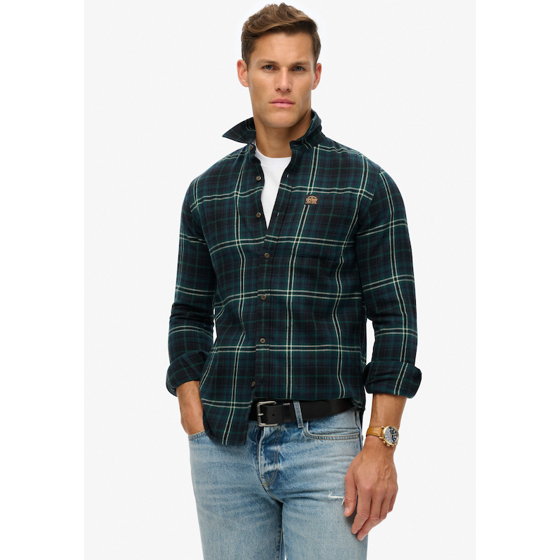 SUPERDRY Langarmhemd »Organic Cotton Lumberjack Check Shirt« Frontier Check Navy XXL - N-Gr N-Gr XXL Luftig-leichter Tragekomfort dank 100%...
