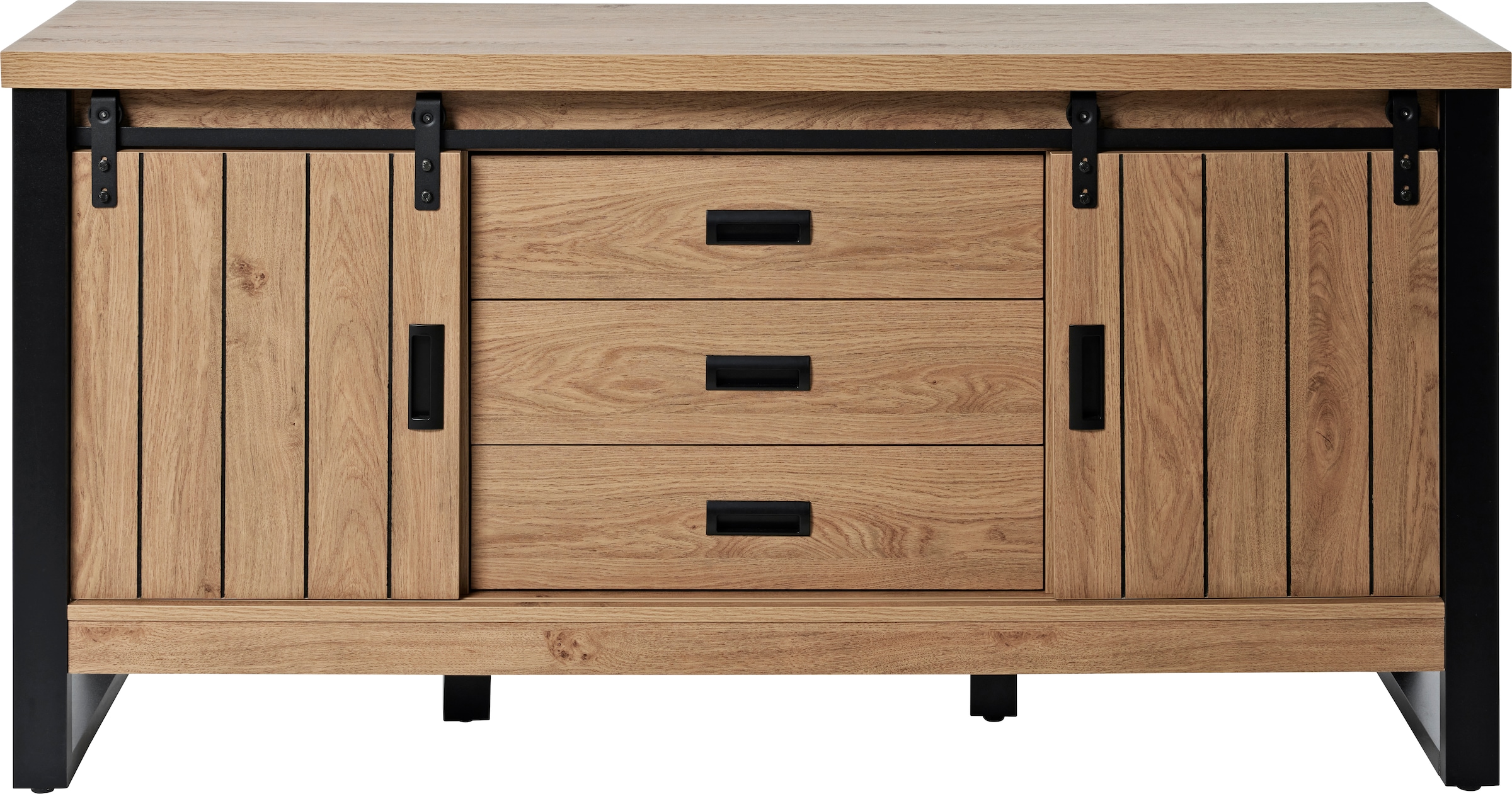 Jahnke Sideboard »SLIDE SBS 150«, (1 St.), Sideboard mit 2 Schiebetüren, Metallgestell, Breite ca. 150cm