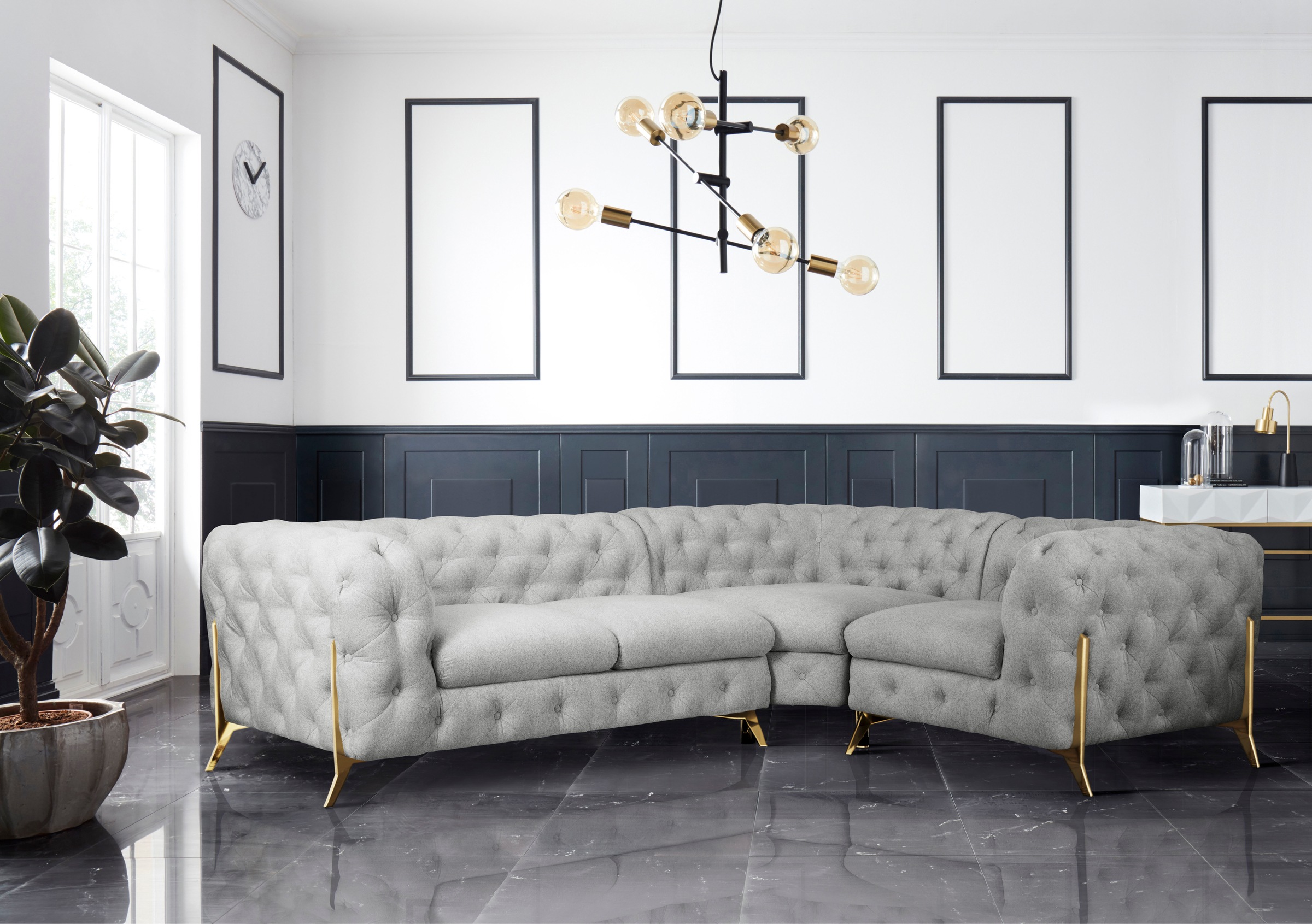 Leonique Chesterfield-Sofa »Amaury L-Form«, moderne Chersterfield-Optik, Br günstig online kaufen