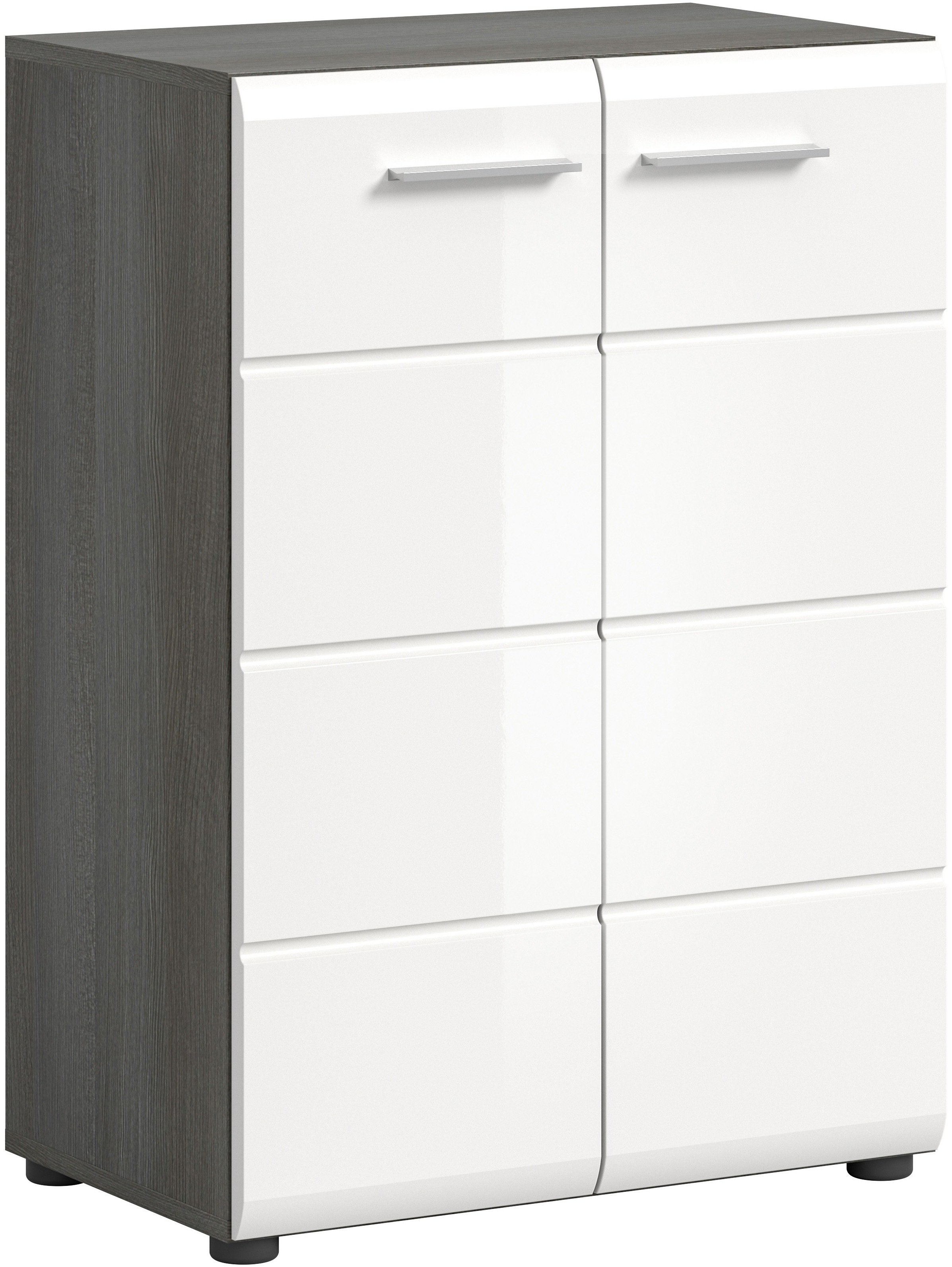 INOSIGN Kommode »Rumba, Breite 60cm, in Rauchsilber Nachbildung/ Weiß Hochglanz«, Kommode, Sideboard, Schrank
