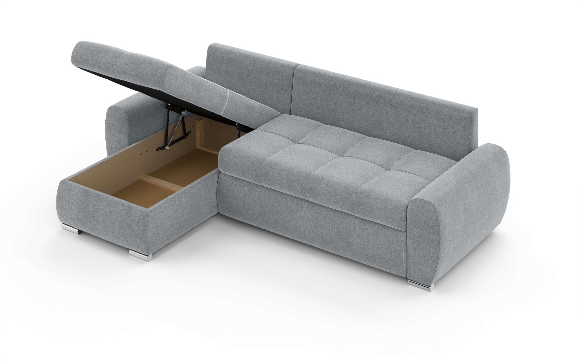 INOSIGN Ecksofa »HAVERHILL Schlafsofa mit Bettkasten, Maße B/H/T: 237/89/166 cm«, L-Form mit Recamiere links oder rechts bestellbar, Wellenunterfederung