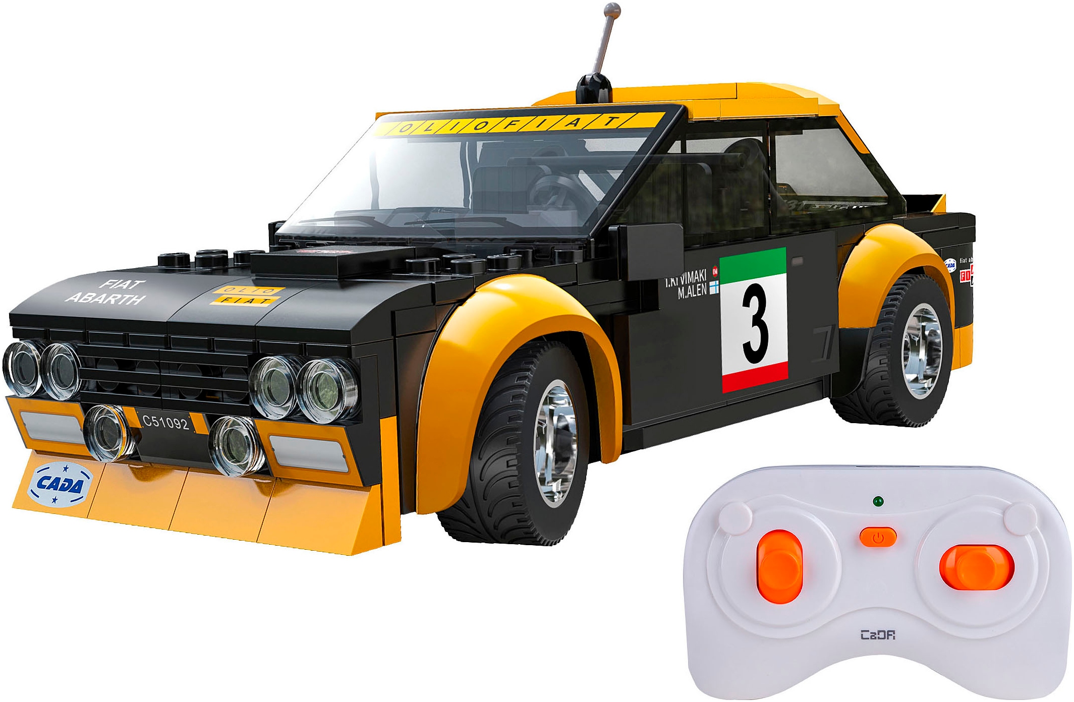 Jamara RC-Auto »CaDA, Fiat Abarth 131 1:20 schwarz 2,4GHz Bricks«, (216 tlg.)