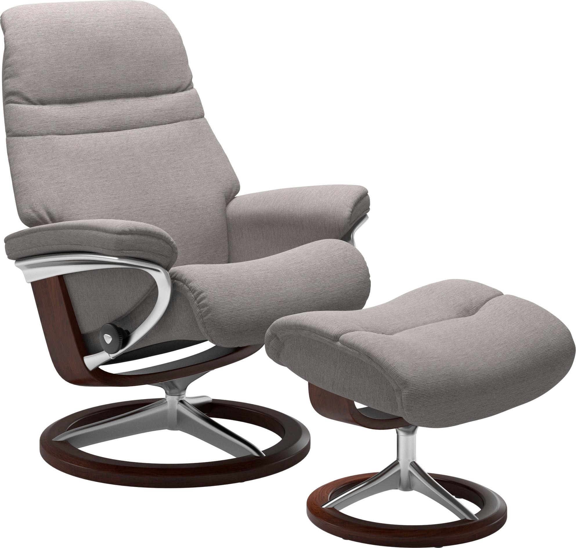Stressless® Relaxsessel »Sunrise«, (Set, Relaxsessel mit Hocker), mit Signature Base, Größe M, Gestell Braun