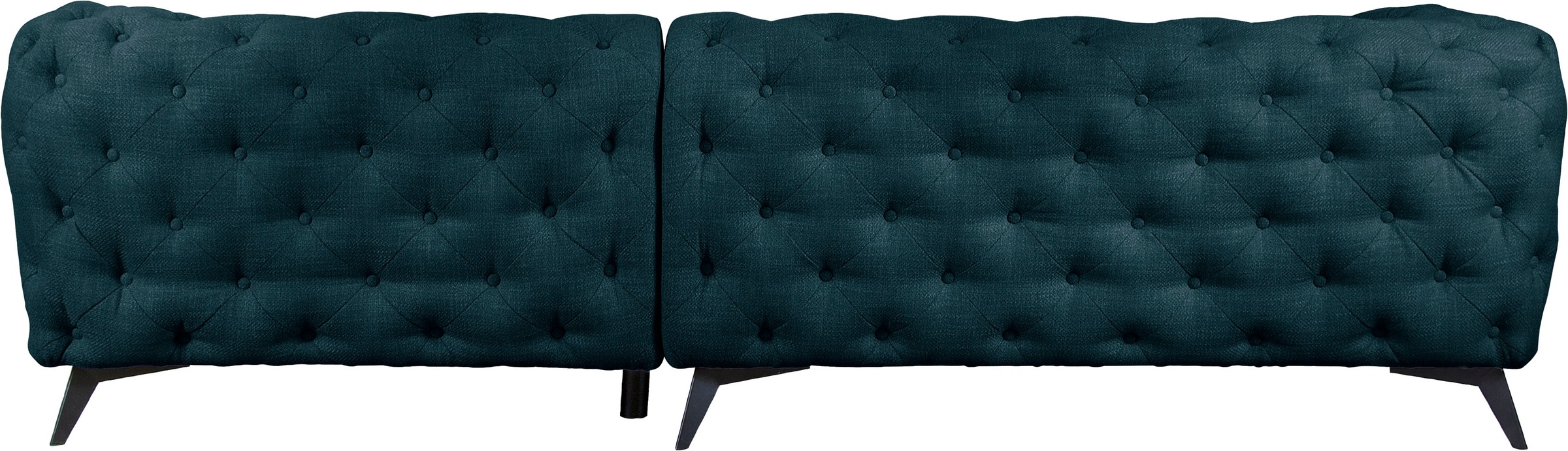 Leonique Chesterfield-Sofa »Ecksofa GLYNIS L-Form mit Wellenunterfederung, Maße B/T/H 264/264/75cm«, aufwändige Knopfheftung, moderne Chesterfield Optik, Fußfarbe wählbar