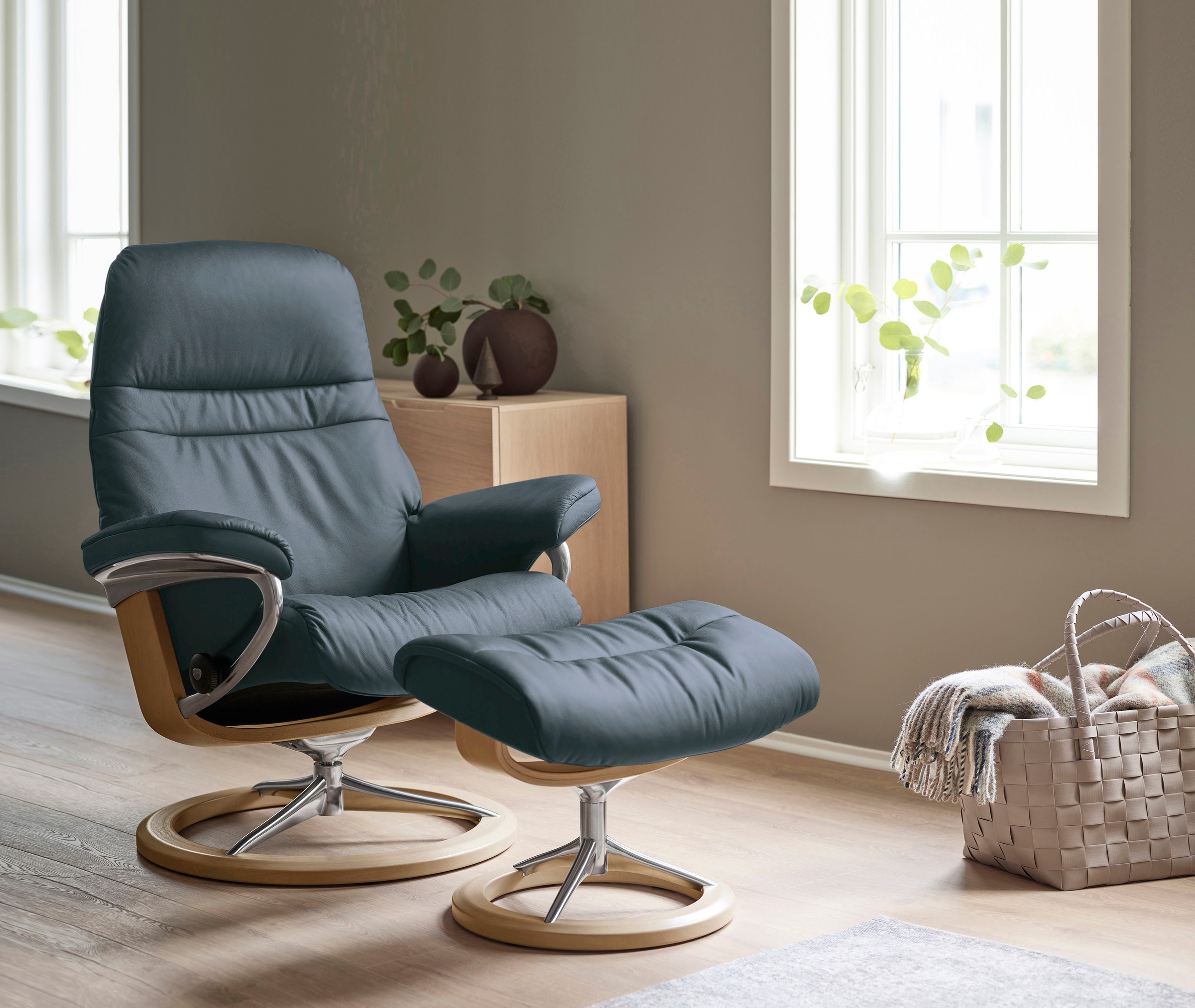 Stressless® Relaxsessel »Sunrise« Relaxsessel mit Hocker, mit Signature Bas günstig online kaufen