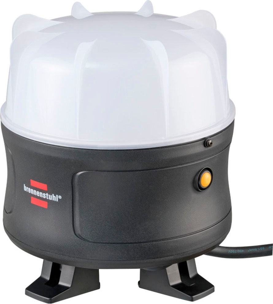 BRENNENSTUHL LED Baustrahler »360°« Tageslichtweiß mit 3 m Kabel schwarz/weiß LED Arbeitsstrahler mit spritzwassergeschützter Steckdose und...