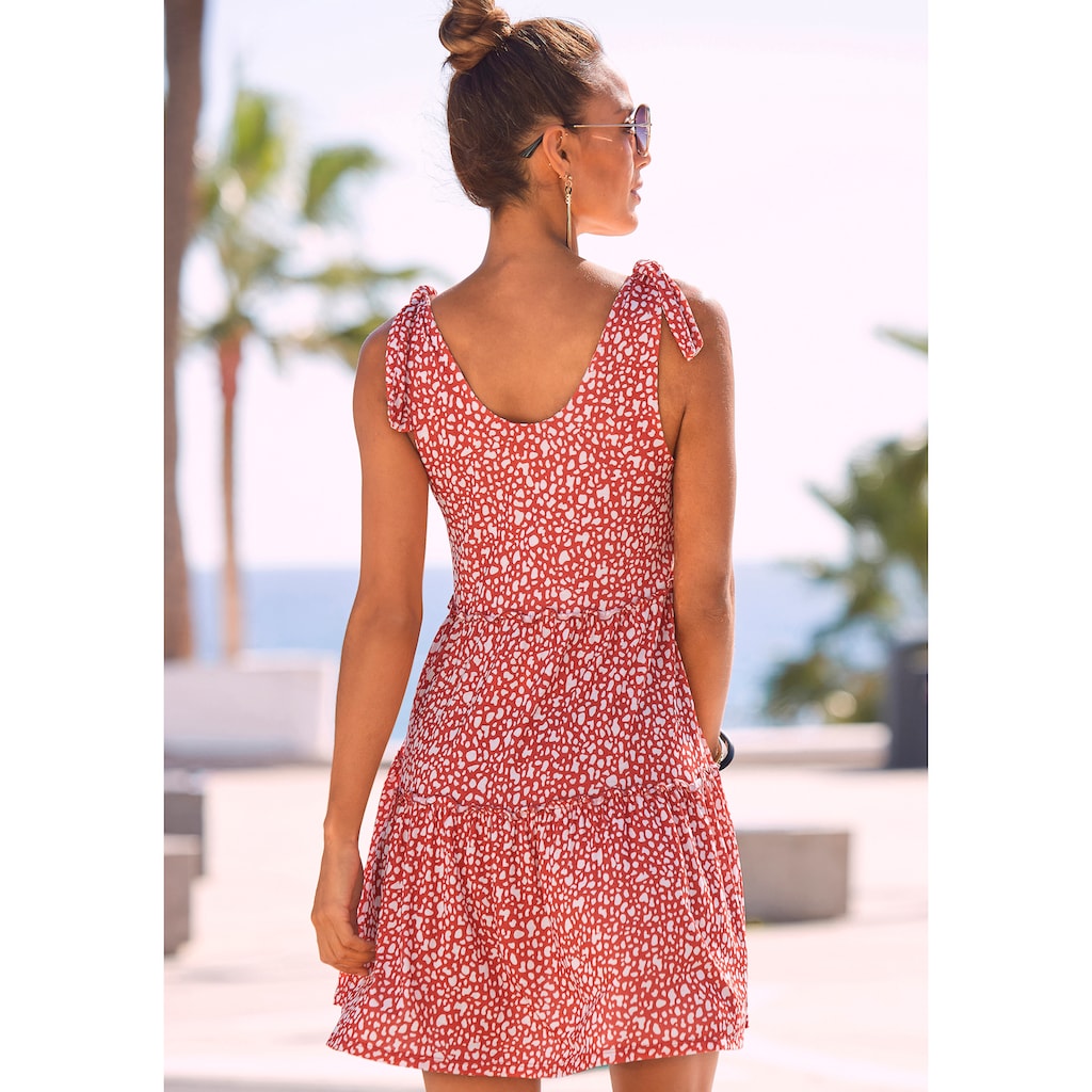 Beachtime Druckkleid, mit modischen Volants, lockere Passform, Sommerleid, Strandkleid