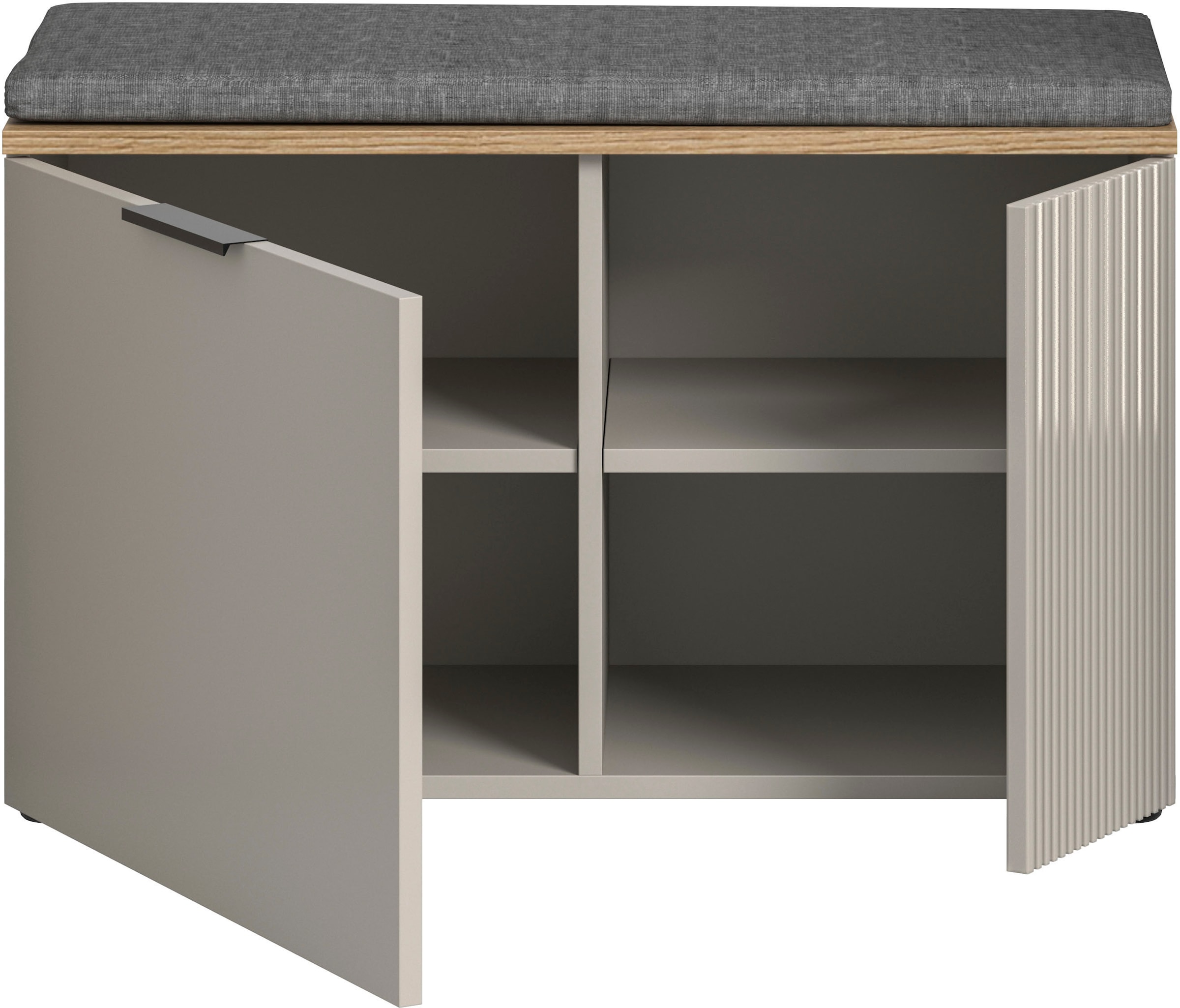 INOSIGN Sitzbank »EDIL, Breite 80cm, 2 Türen, 4 Fächer, inkl. Sitzkissen« moderne Farbkombination, Platz für ca. 6 Paar Schuhe, 2 Stk. tlg. Garderobenbank, Bank, Flurbank, Schuhbank, Dielenbank