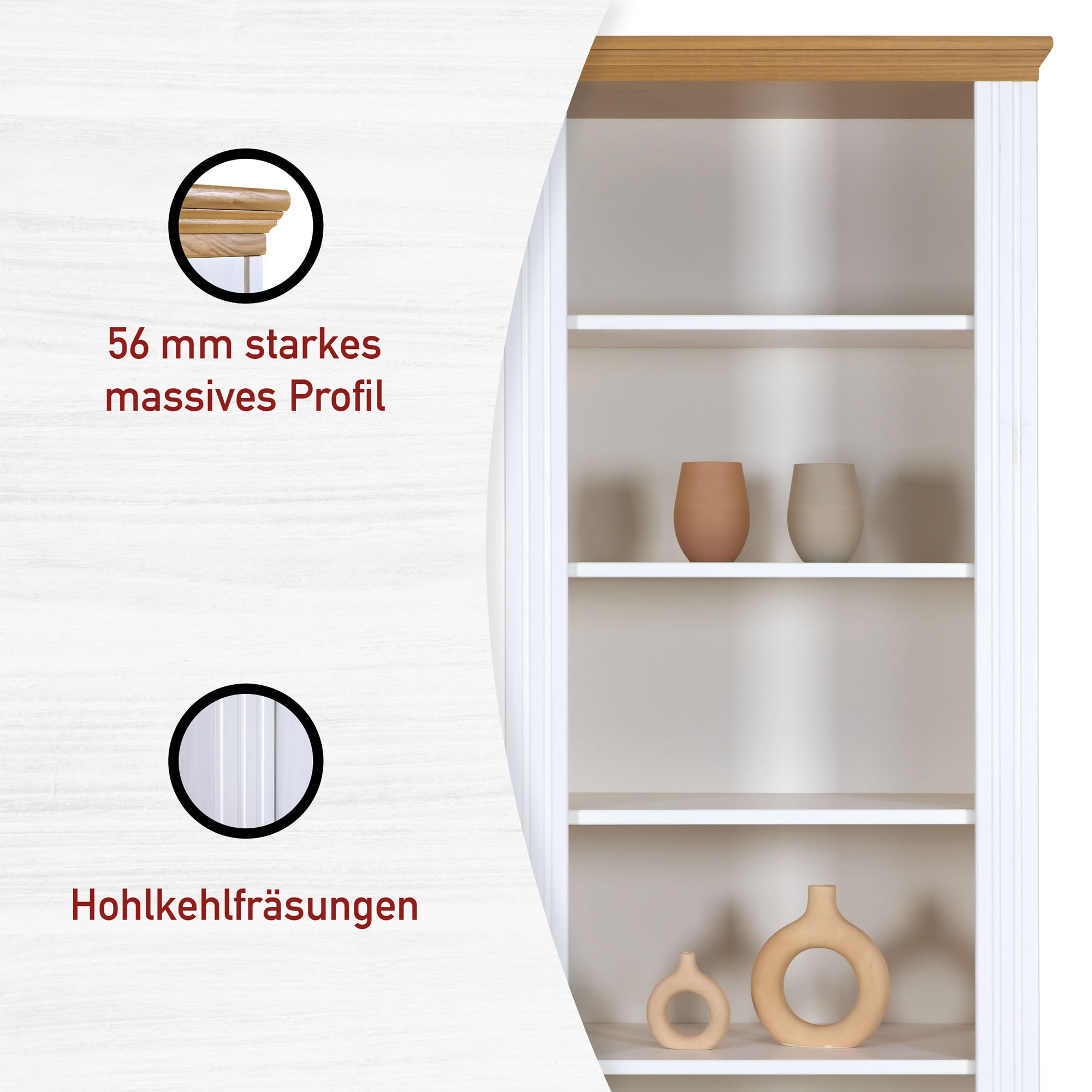 Inter Link Bücherregal »Bücherregal Maluno« 1 Stk. tlg. Kiefer Massiv, 6 Fächer, BxTxH: ca. 68 x 41 x 193,1 cm