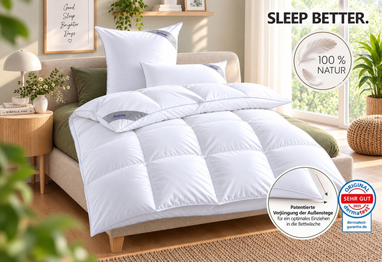 Balette Federbettdecke »Lena, Bettdecken für Sommer & Winter, Ganzjahresdecke« extrawarm Füllung 50% Daunen & 50% Federn 1 Stk. tlg. Bettdecke 135x200 cm, 155x220 cm & weitere Größen, Made in Germany