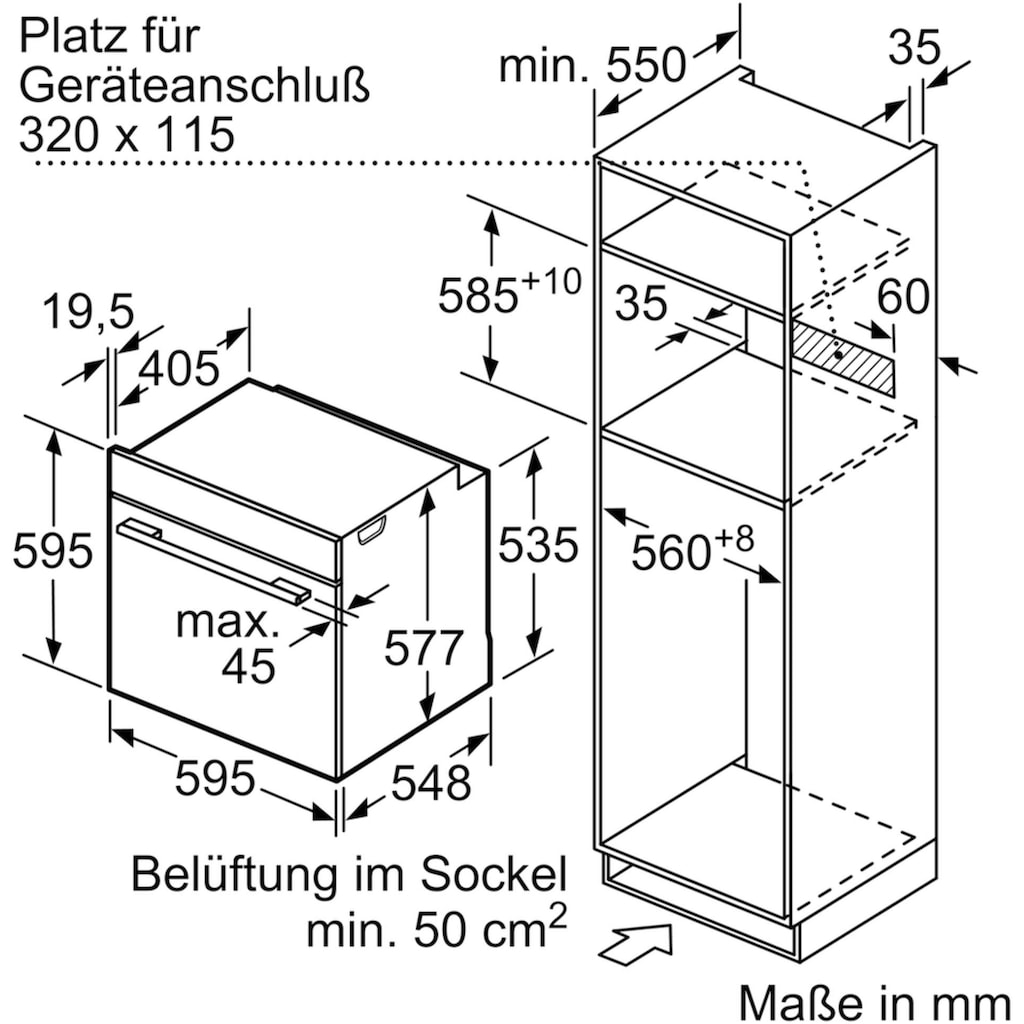 BOSCH Backofen mit Mikrowelle »HMG6764B1«, HMG6764B1, mit 1-fach-Teleskopauszug, Pyrolyse-Selbstreinigung