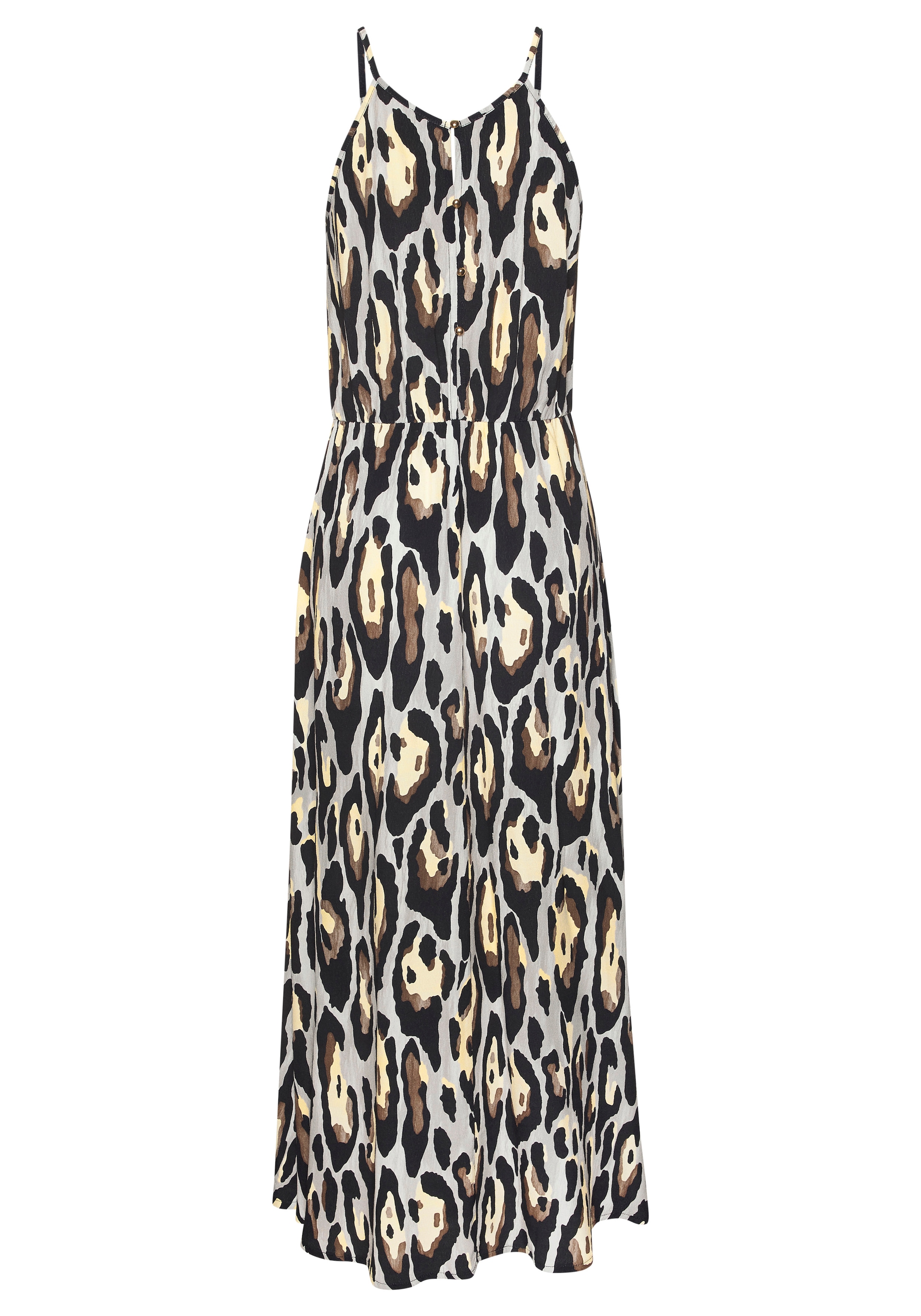 LASCANA Maxikleid »mit Alloverprint und Knopfleiste hinten, aus gewebter Viskose« luftiges Sommerkleid, elegantes Webkleid, casual