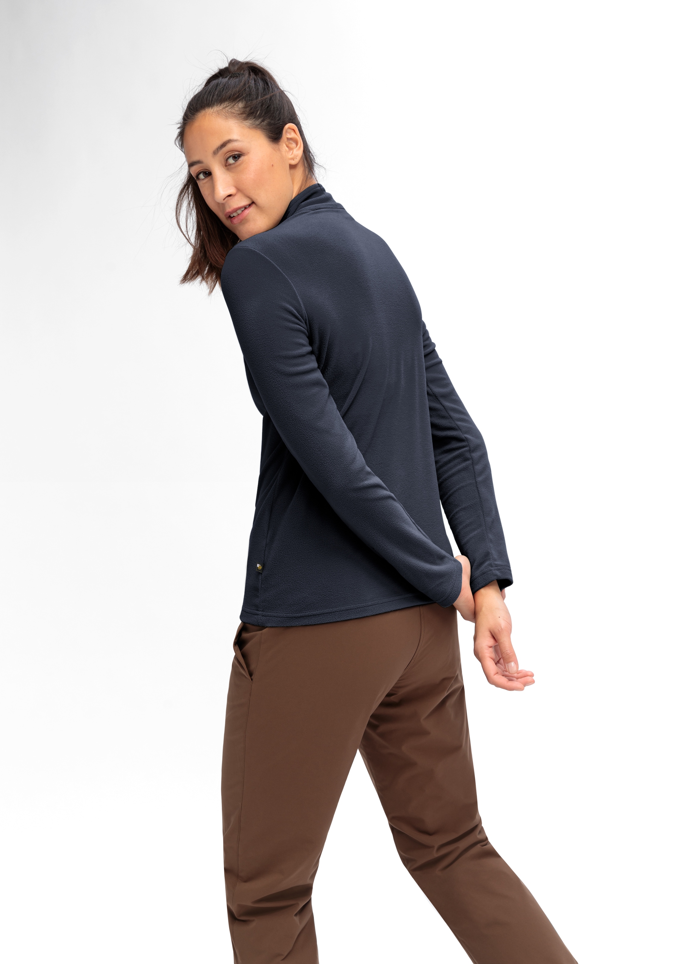 Maier Sports Fleecepullover »Denise HZ W«, Damen Midlayer, pflegeleichtes Half-Zip Fleece