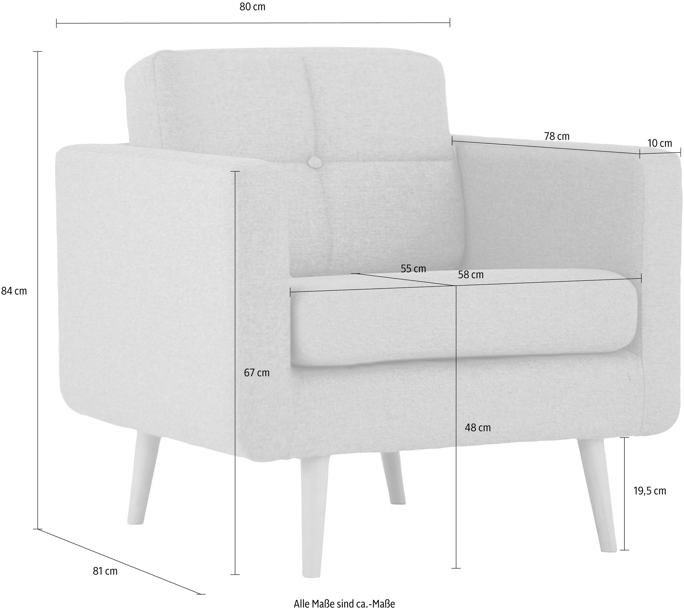 Home affaire Sessel »Brest«, mit Knopfheftung und Steppung im Rücken, geradliniges Design