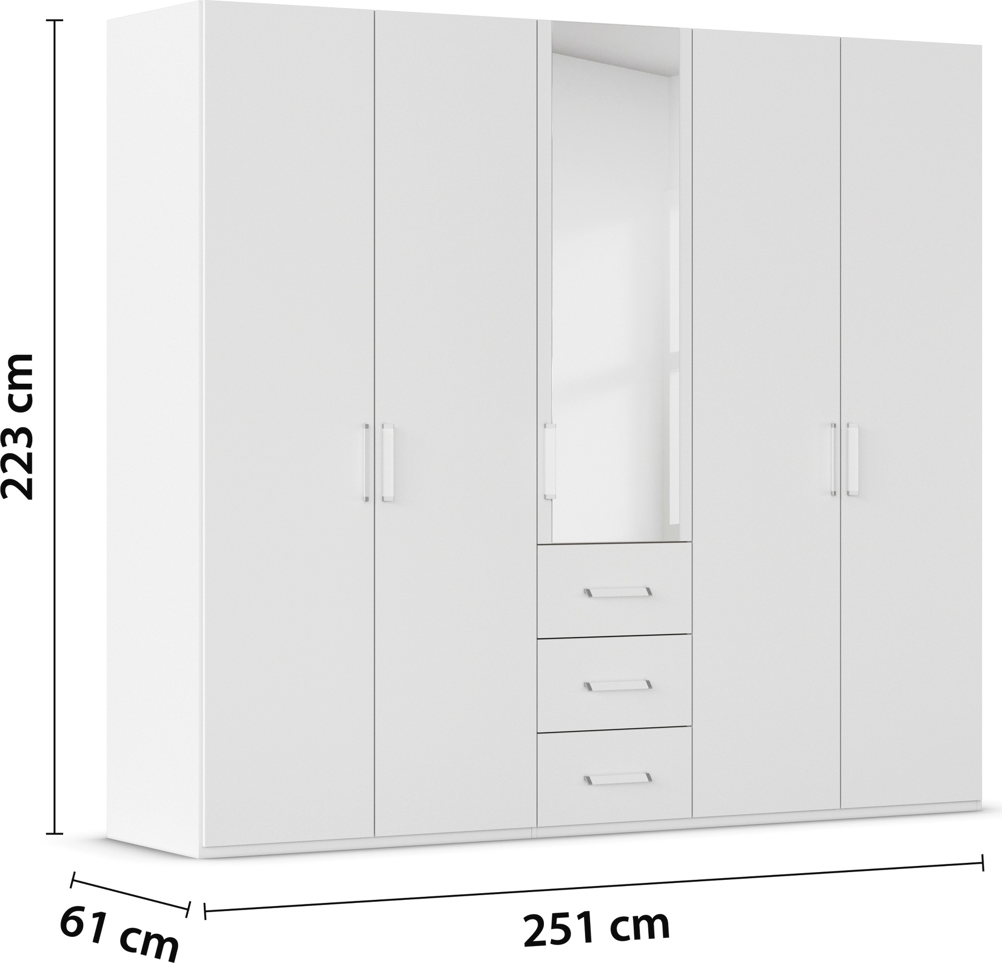 rauch Drehtürenschrank »Kleiderschrank Schrank Garderobe Schlafzimmerschrank EVELYN«, (in 2 Höhen 197 oder 210 cm erhältlich), in elegantem Stil mit Schubladen 3 Breiten und 2 Höhen MADE IN GERMANY