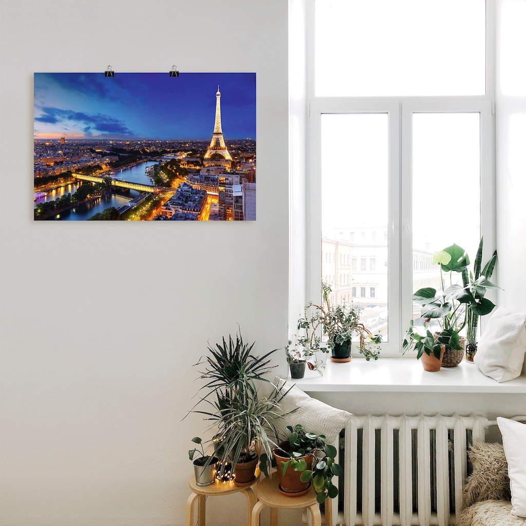 Artland Wandbild »Eiffelturm und Seine am Abend, Paris«, Paris, (1 St.)