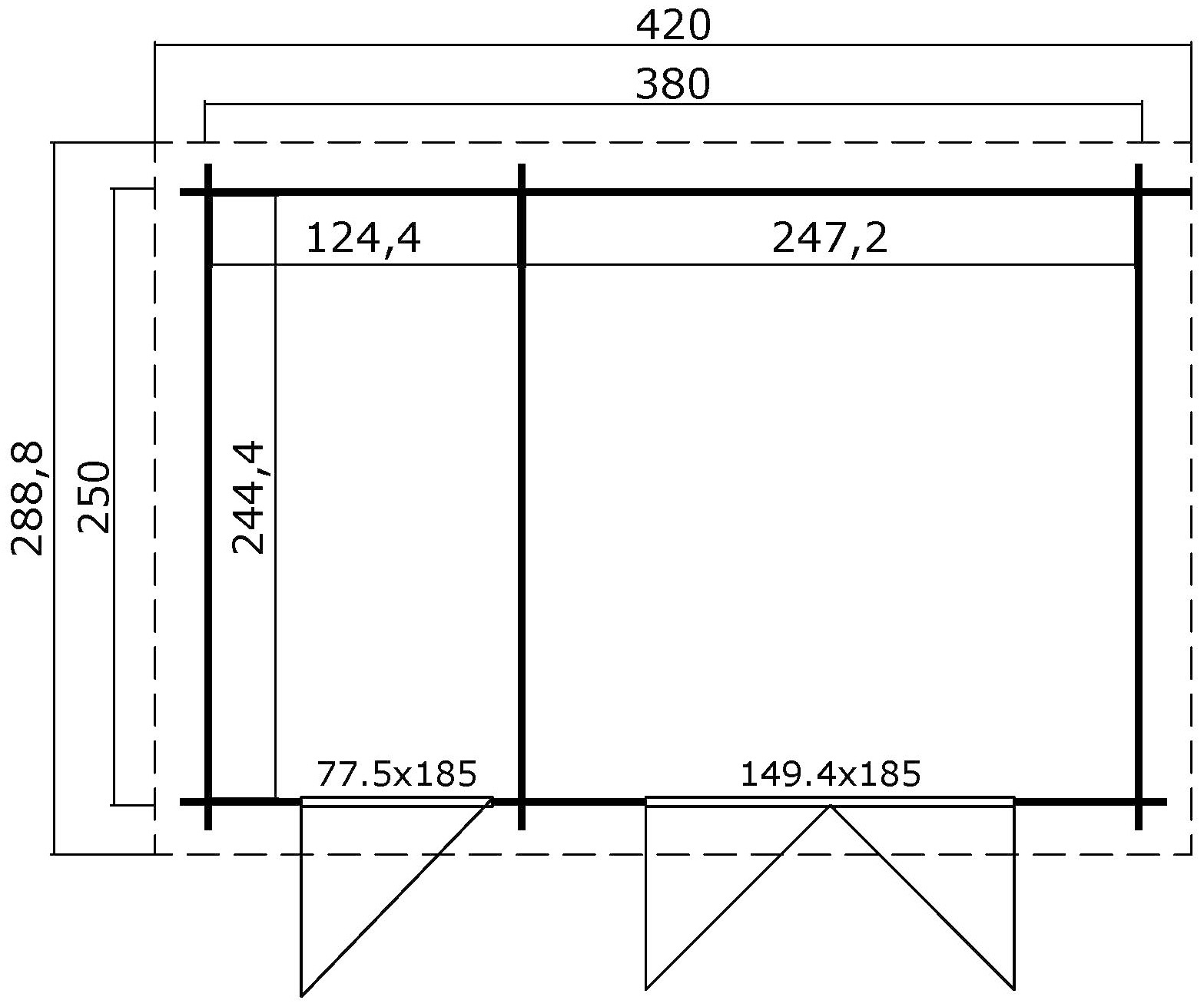 LASITA MAJA Gartenhaus »Belmont 1«, Blochbohlenhaus 28mm 2-Raum, Fundamentmass 3800x2500, Schwedenrot