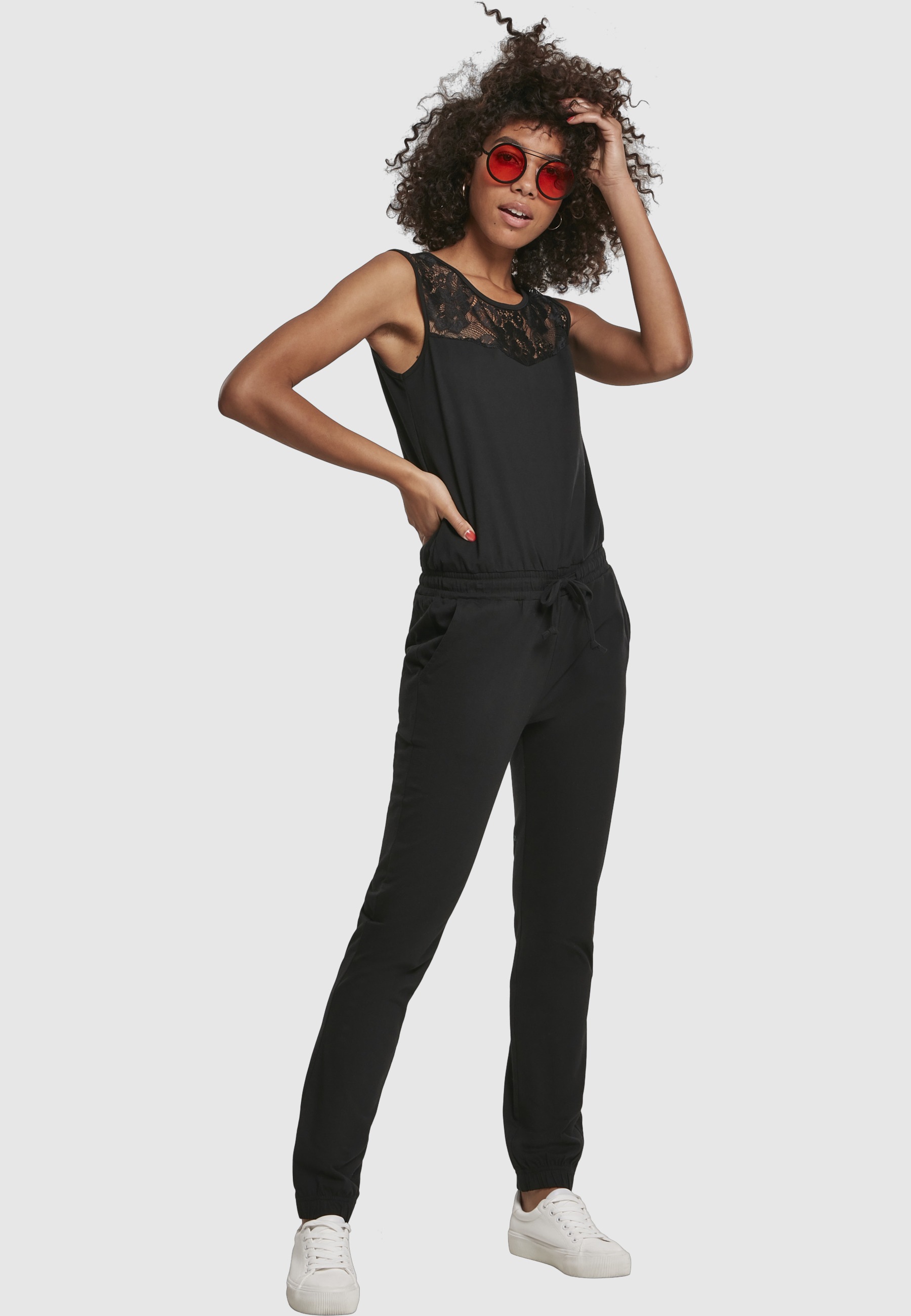 URBAN CLASSICS Jumpsuit »Urban Classics Damen Ladies Lace Block Jumpsuit« 1 Stk.