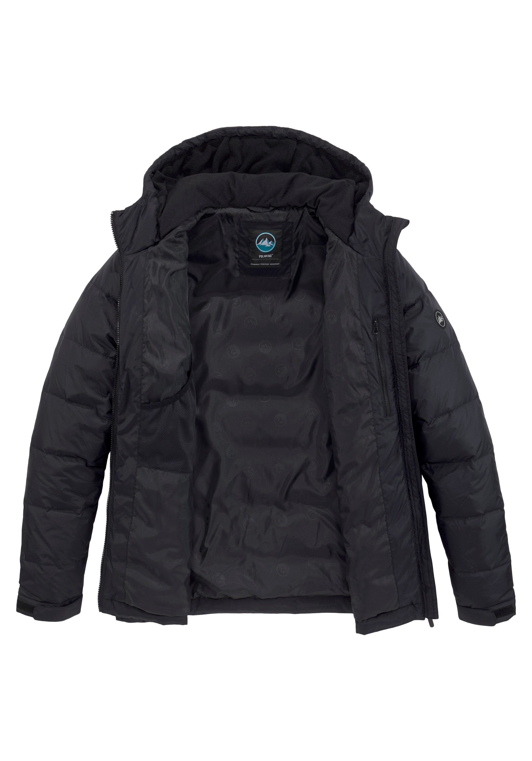 Polarino Daunenjacke mit Kapuze für den Winter,  aus leichtem Webmaterial