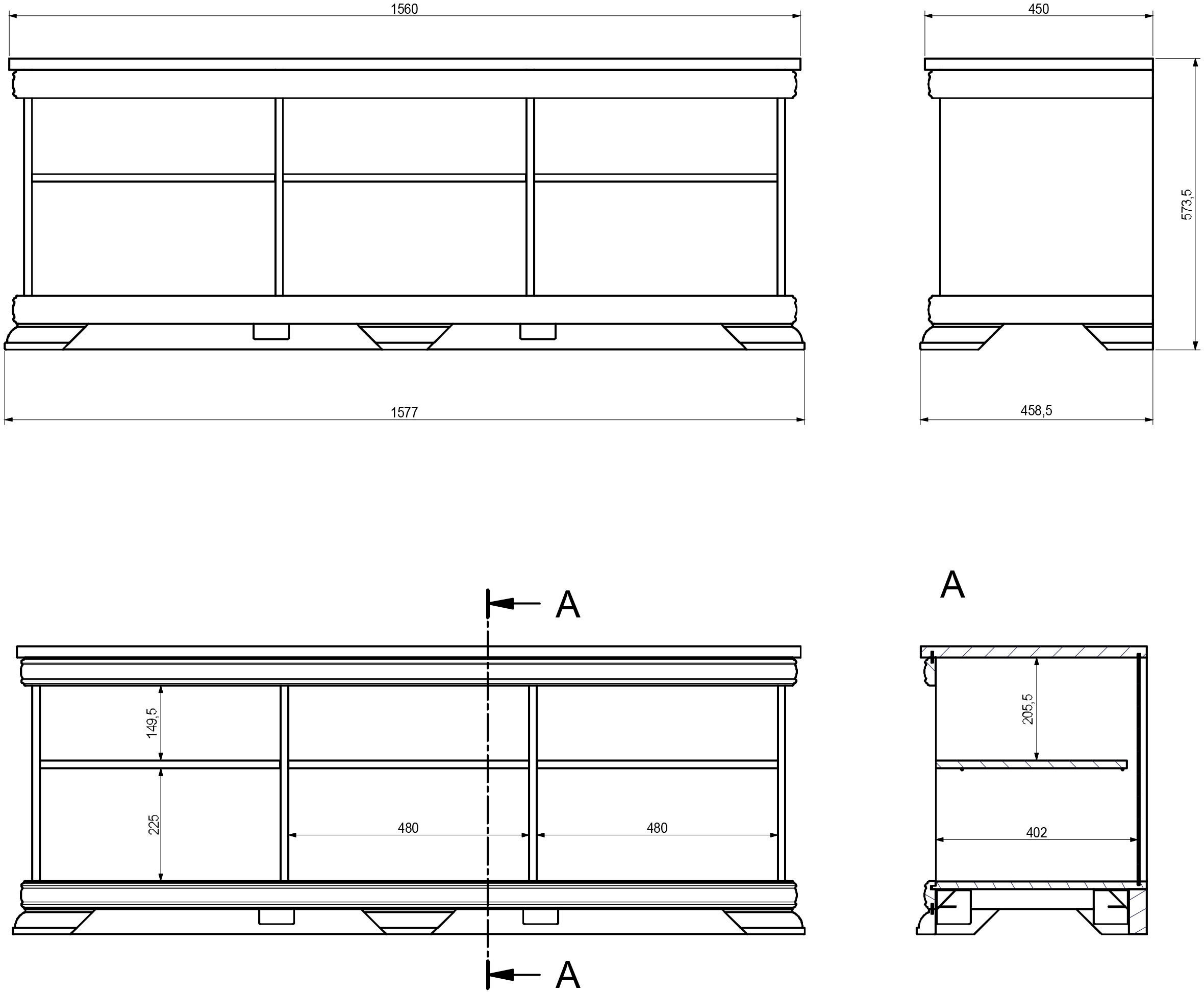 Home affaire Lowboard »Royal«, Breite ca. 158 cm