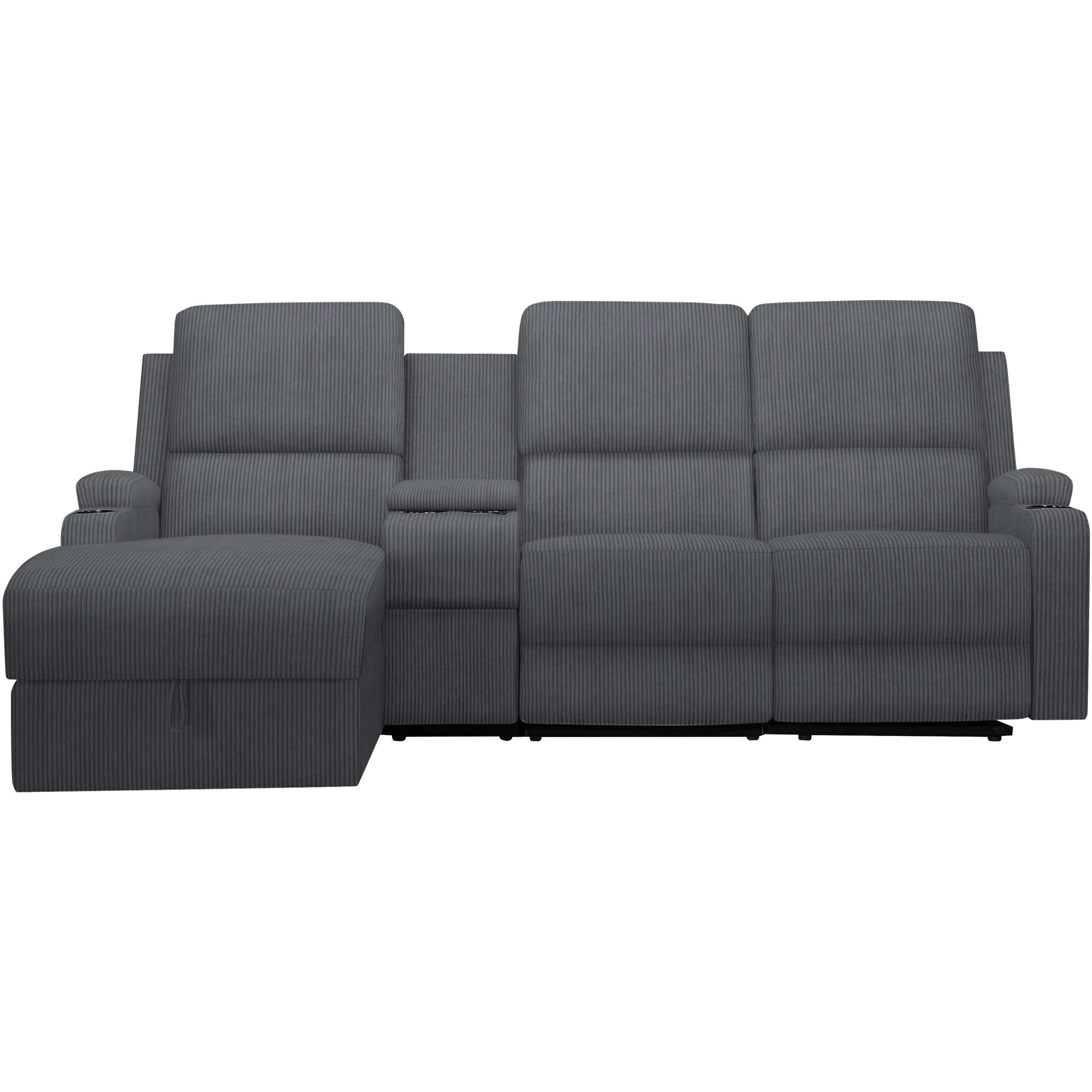 Home affaire Ecksofa »NAPORI Multimediasofa, 3er Kinosessel XXL, L-Form, Cord«, Kinosofa mit Relaxfunktion, Getränkehalter, Staufach und Staukasten