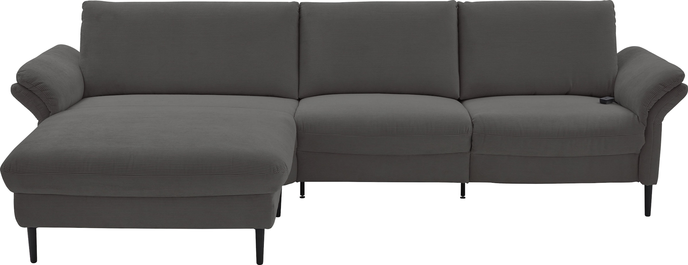 Places of Style Ecksofa »Sarsina: mit Tonnentaschen-Federkern, perfekt zum Entspannen L-Form«, inklusive 1 motorischen Relaxfunktion mit Herz-Waage-Beschlag