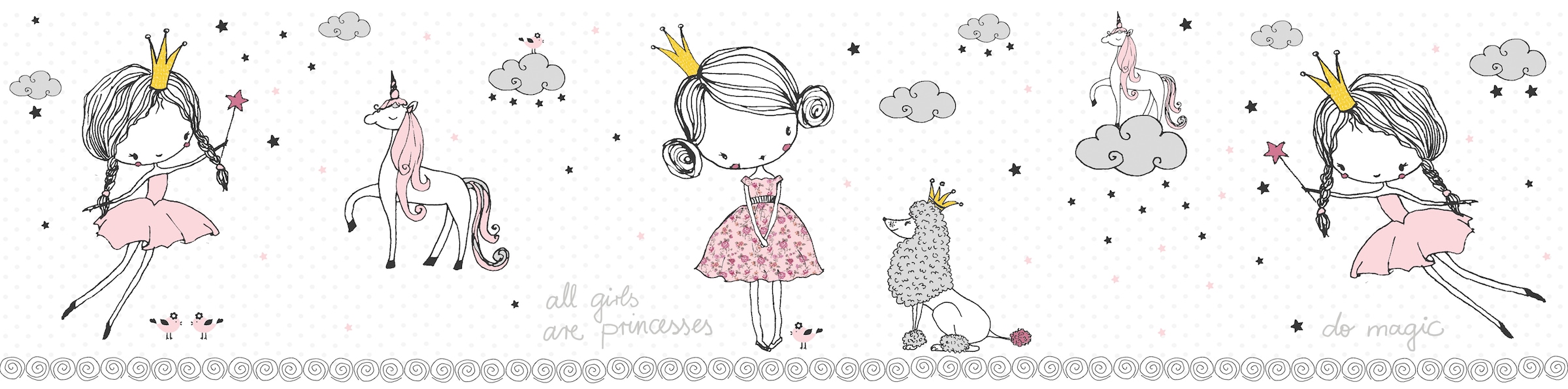 Bordüre »Magic Princess« Motiv abstrakt naturalistisch glatt Tapete Kinder Bordüre Mädchenzimmer Borte Wohnzimmer Design Wandtapete bunt Papier