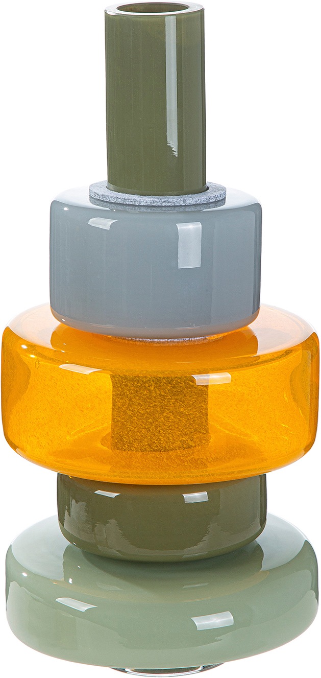 GILDE Tischvase »Vase Stack mehrfarbig H. 34,5 cm« Dekovase, Glas, stapelbar, Blumenvase, platzsparend, modern
