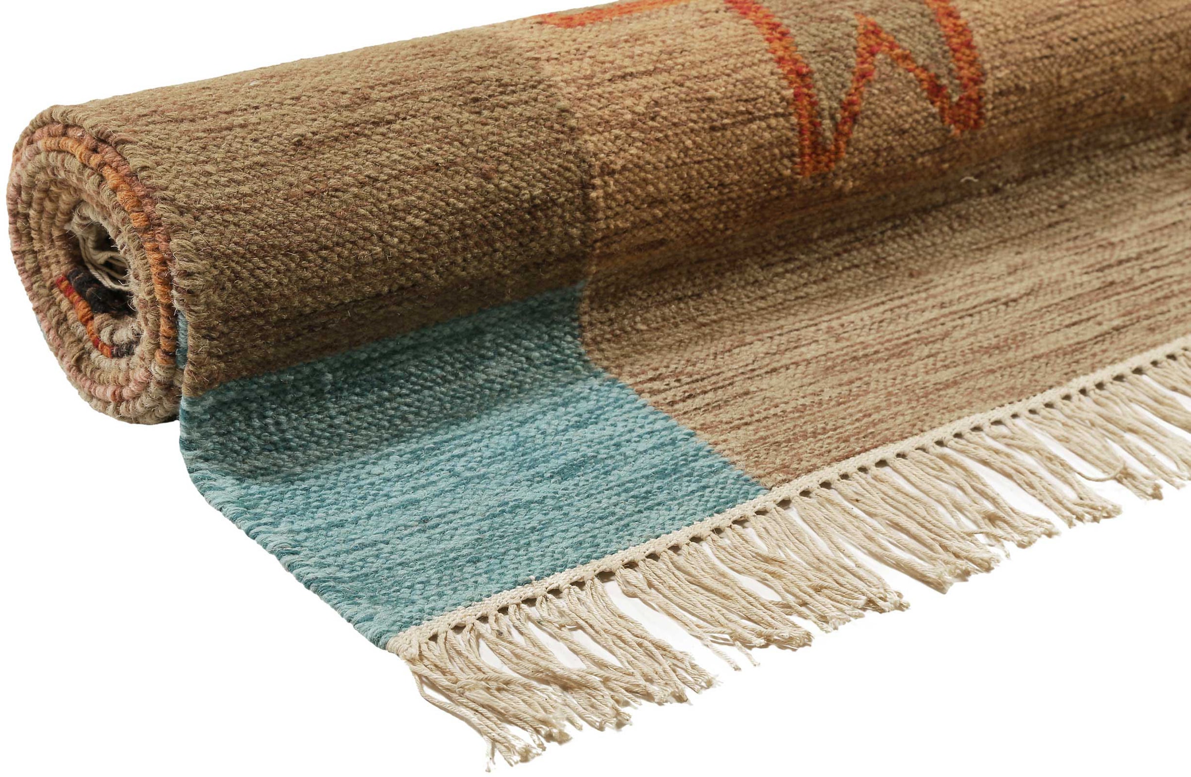 Green Looop Teppich »Monmartre GL-82105«, rechteckig, 5 mm Höhe, handgewebter Naturfaserteppich aus 80% Wolle 20% Baumwolle, Fransen