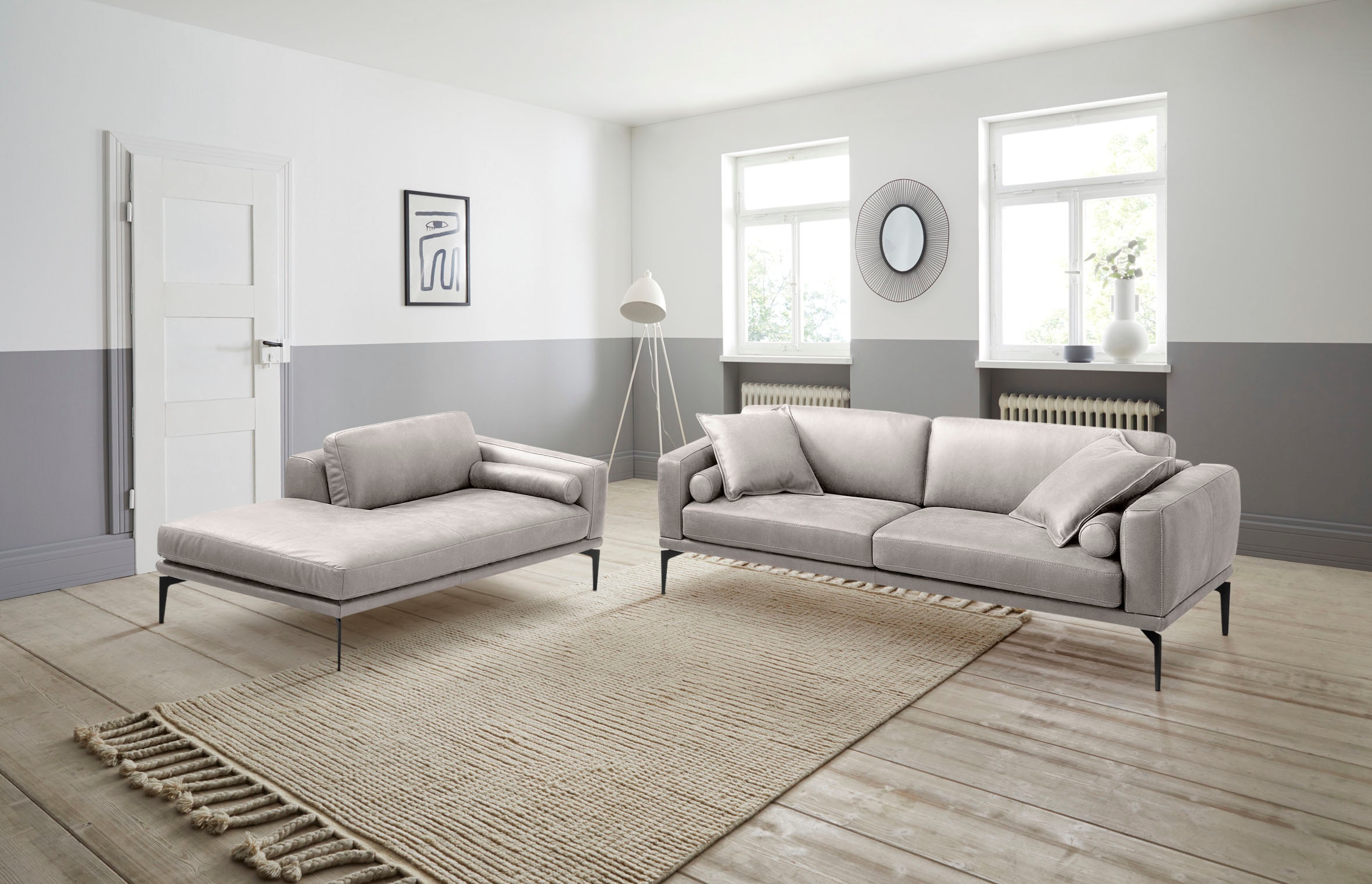 Egoitaliano Polstergarnitur »Masu, Design trifft sensationellen Sitzkomfort«, Höhe der Rückenkissen und Sitztiefe verstellbar, 3 Rollkissen
