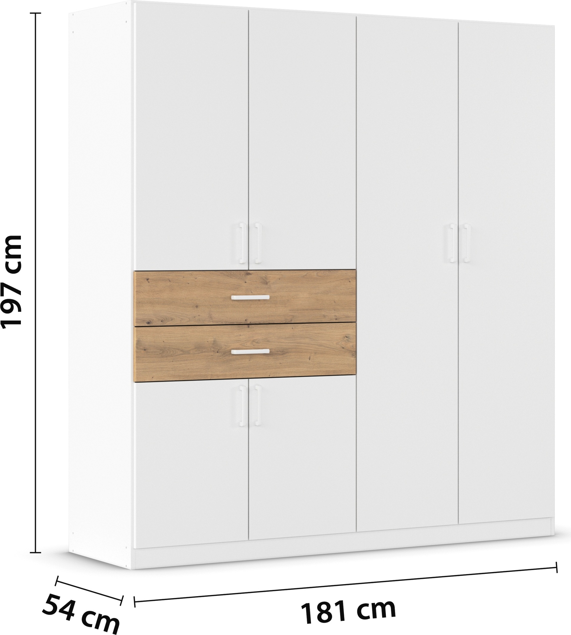 rauch Drehtürenschrank »Kleiderschrank Schrank Garderobe MAIKA mit Dekor-Front«, 2 Schubladen, in verschiedenen Breiten, Höhen, Farben, MADE IN GERMANY