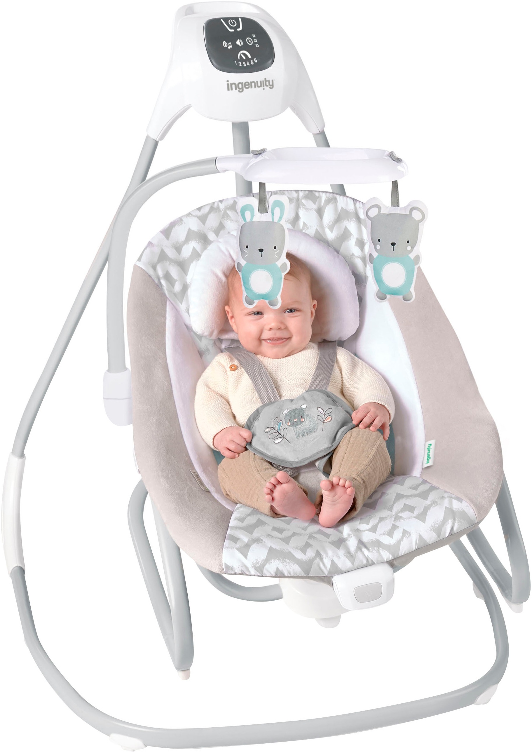 ingenuity Babywippe »SimpleComfort Compact Soothing Swing & Rocker - Raylan«, mit Sound-Effekt