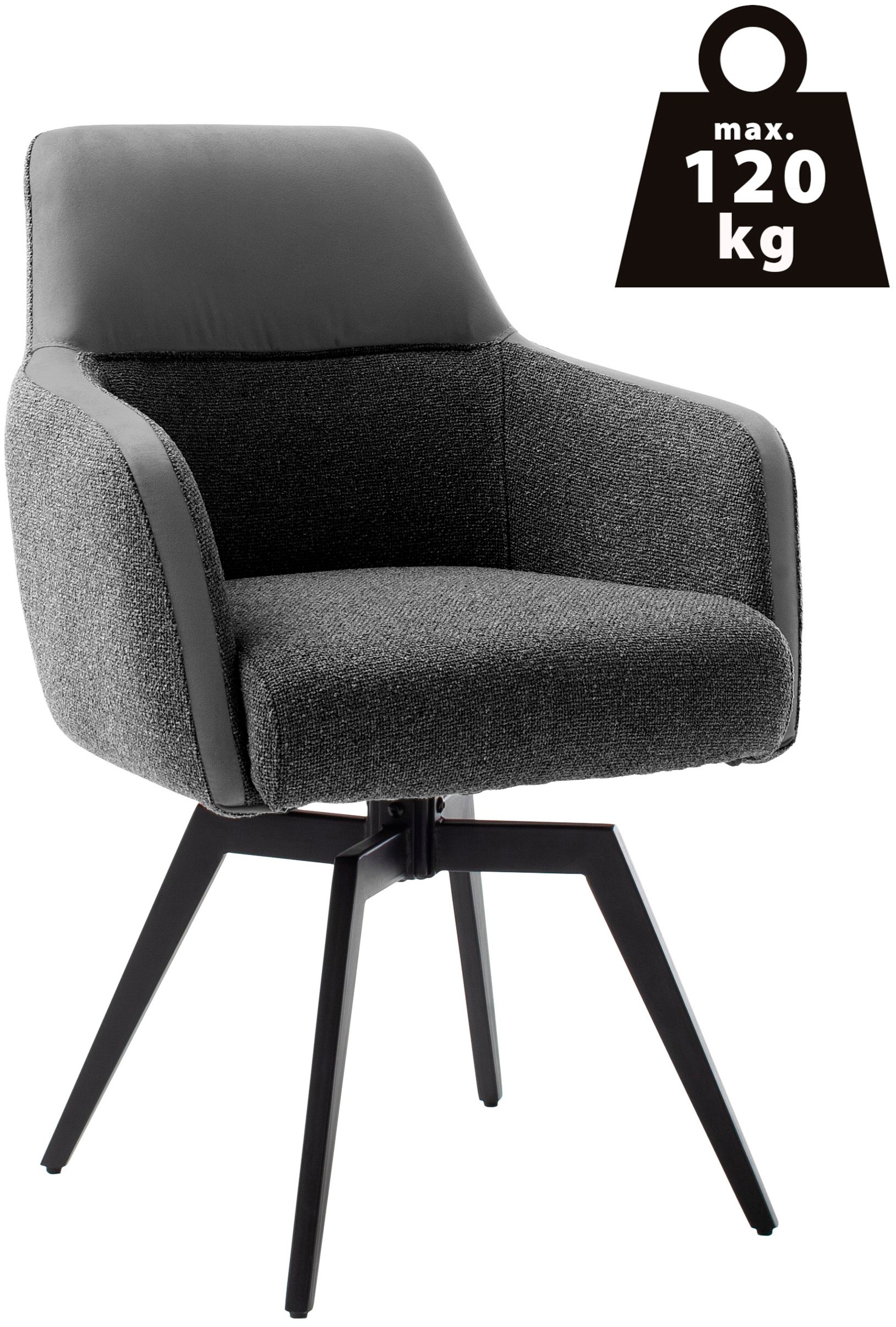 MCA furniture Armlehnstuhl »MILAGRO Esszimmerstuhl (2er Set)«, (Set), 2 St., Strukturstoff, 180° drehbar, Taschenfederkern, Metall, Vintagelook, belastbar 120 kg