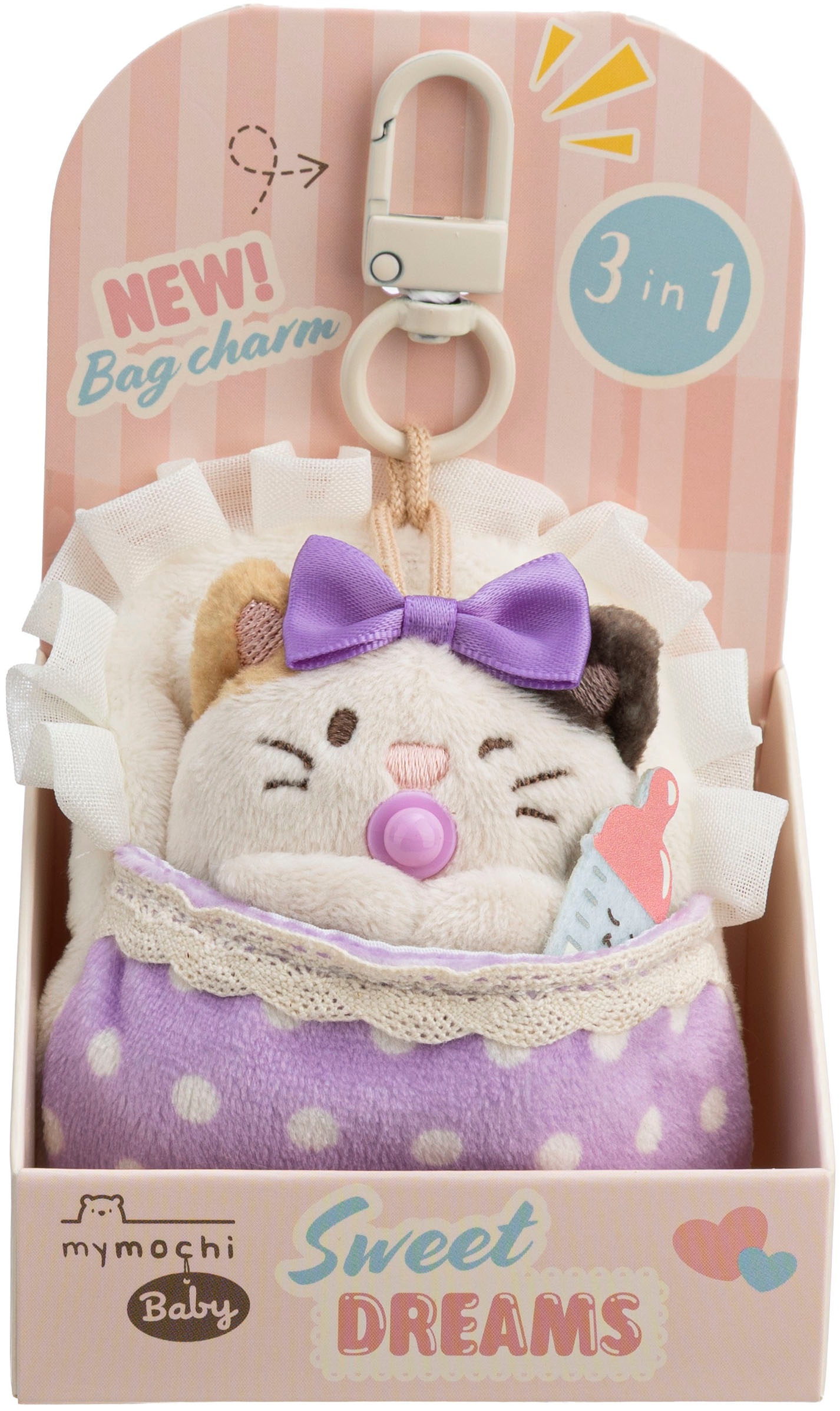 Nici Kuscheltier »mymochi, Set Katze Angy 7cm mit Babyflasche & Bettchen mit Karabiner« in Geschenkbox