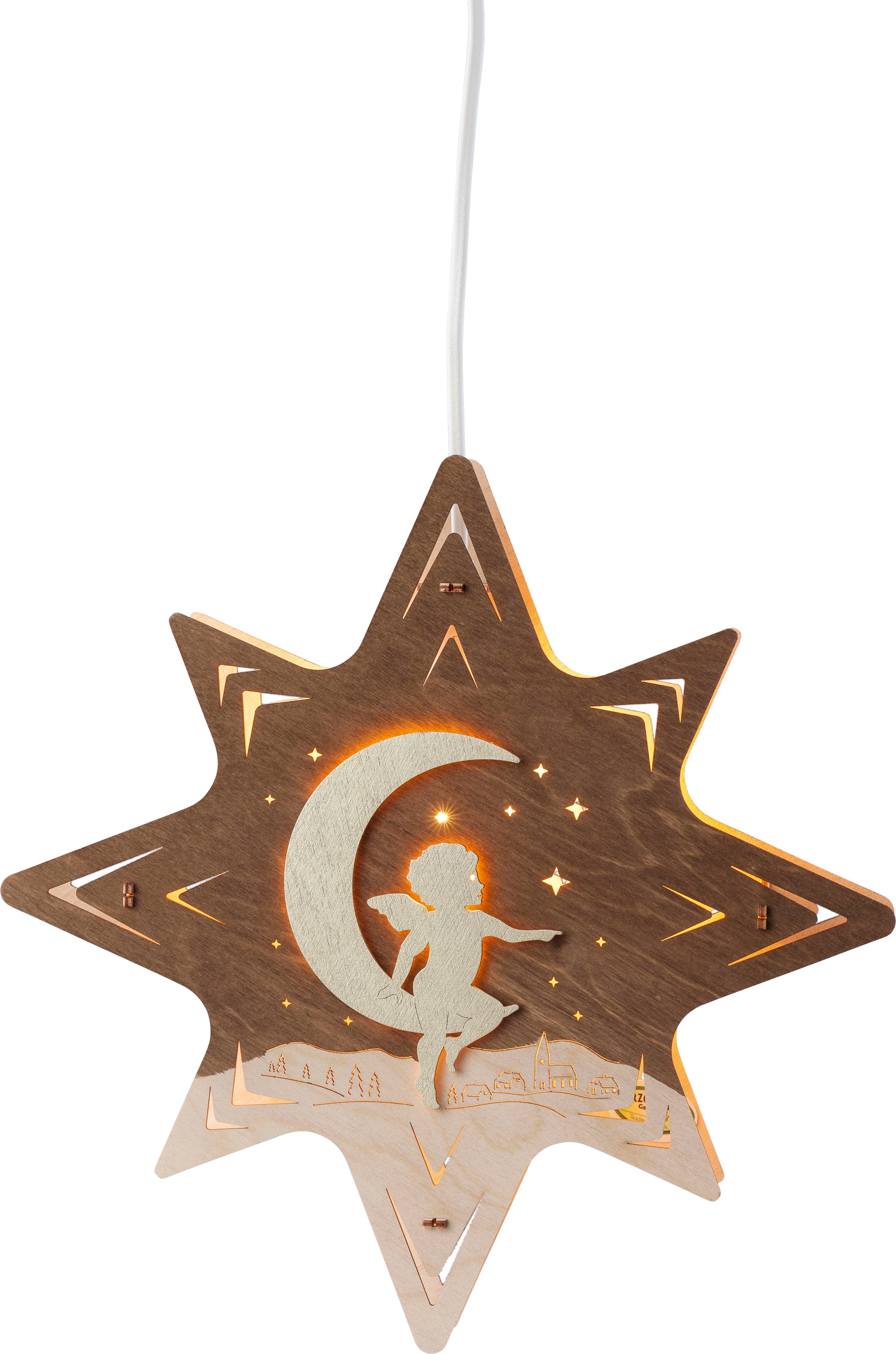 Weigla Dekolicht »Engel auf Mond, Weihnachtsdeko«, 1 flammig-flammig,  beleuchtetes Fensterbild online kaufen | Leuchtfiguren