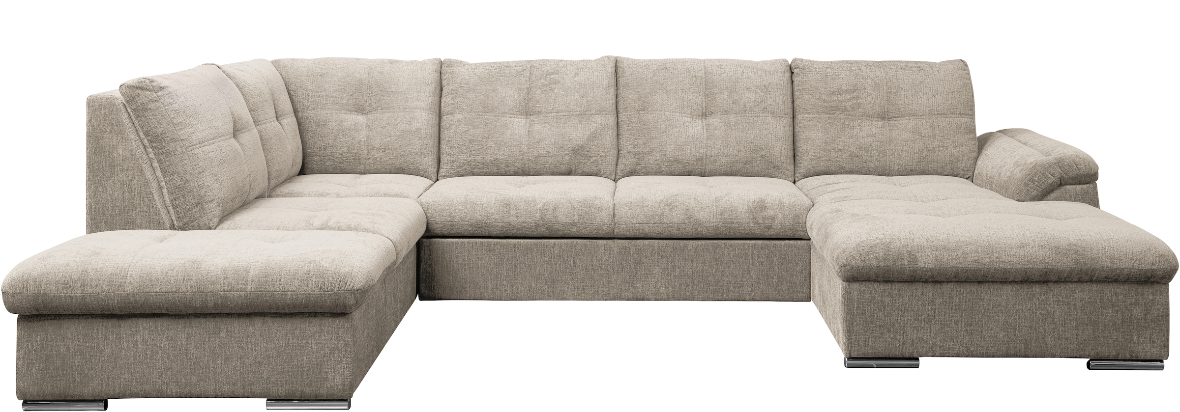 WERK2 Wohnlandschaft »Arena, B/T: 339/220 cm breit, moderner, einladender Sitzkomfort« mit Schlaffunktion und Bettkasten, U-Form