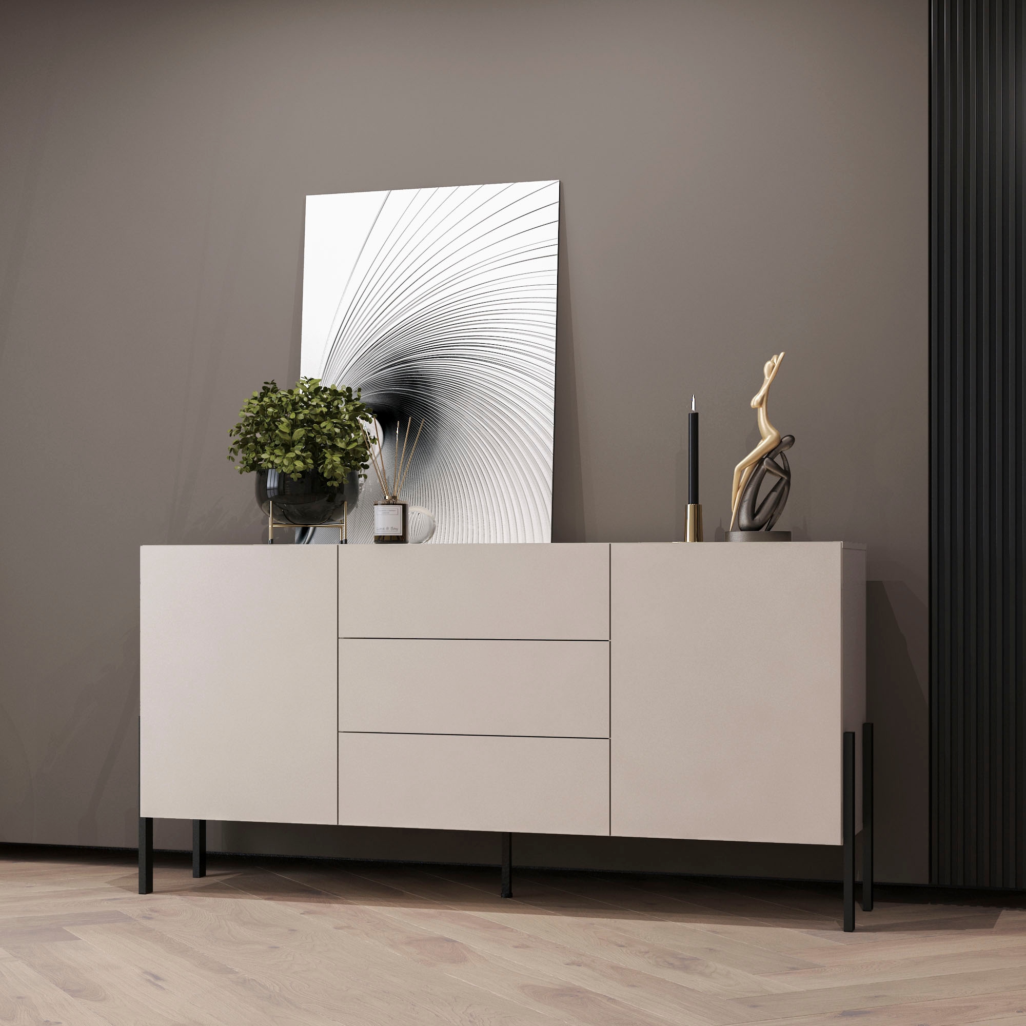 INOSIGN Sideboard »Jukon, Breite 150 bzw.180 cm, moderne grifflose Kommode«, Schubladenschrank 2 Türen/3 Schubkästen, push-to-open-Funktion