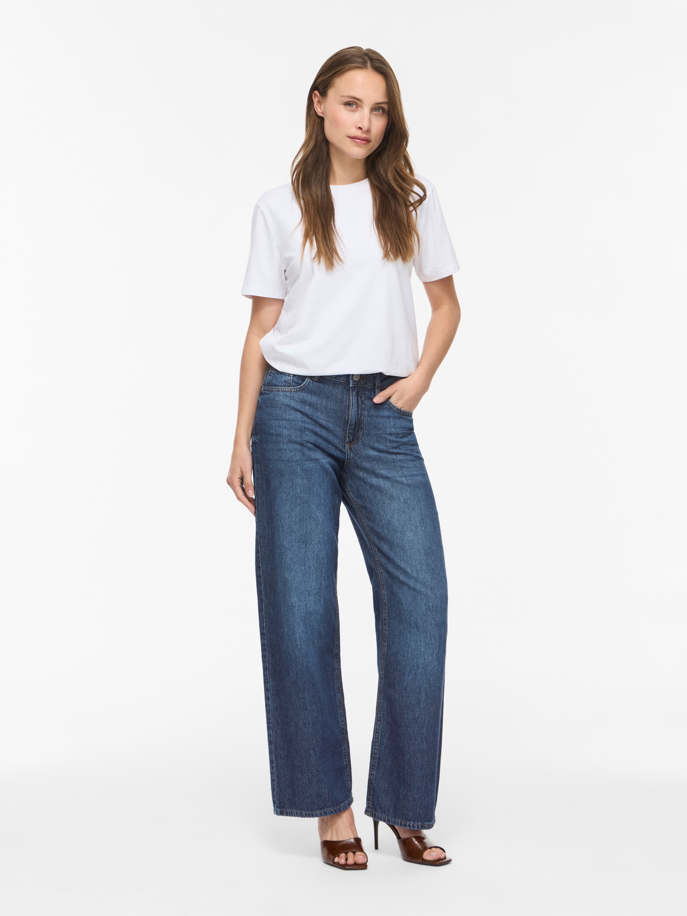 Vila Weite Jeans »VIPALMA RW WIDE JEANS DBD PAL20-NOOS« Baumwolle, regular waist, wide fit