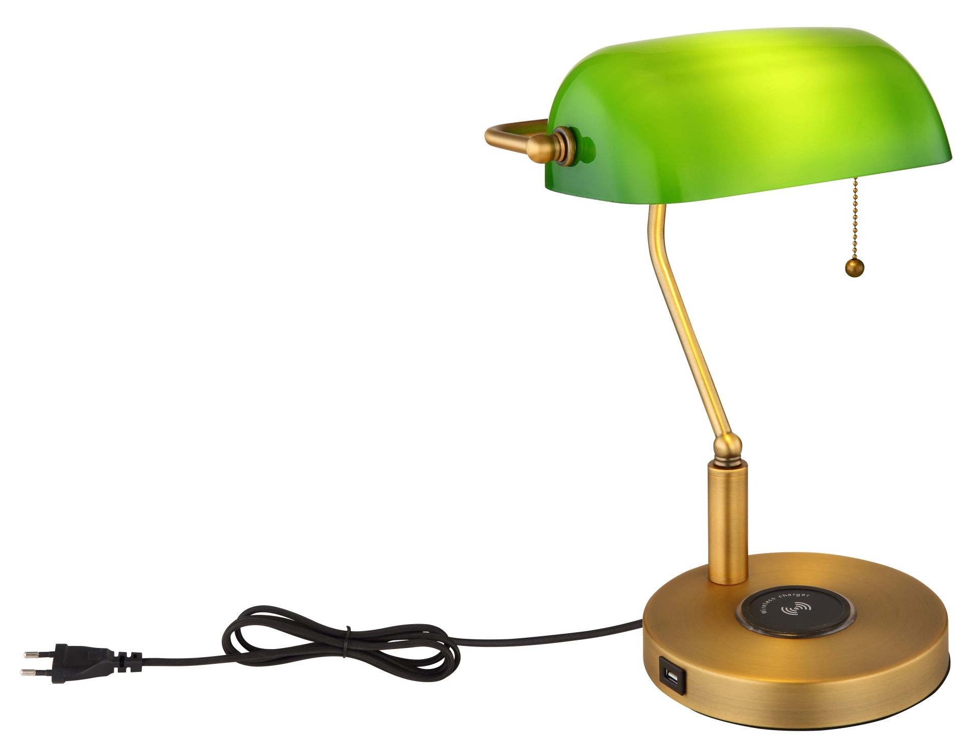 GLOBO LIGHTING Schreibtischleuchte »ANTIQUE«, Bankerleuchte, für Leuchtmittel E27 | ohne Leuchtmittel, USB Ausgang