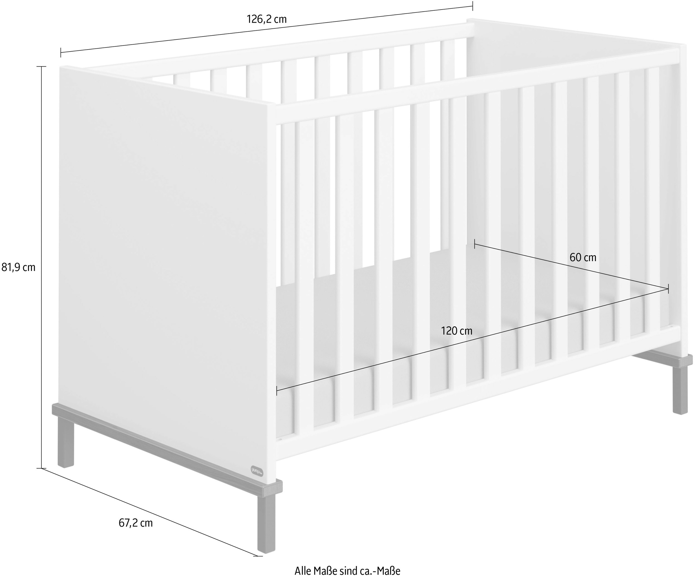 YUNY by PAIDI Babybett »LOVELY ALIV höhenverstellbar, umbaubar zum Juniorbett«, yuny by PAIDI