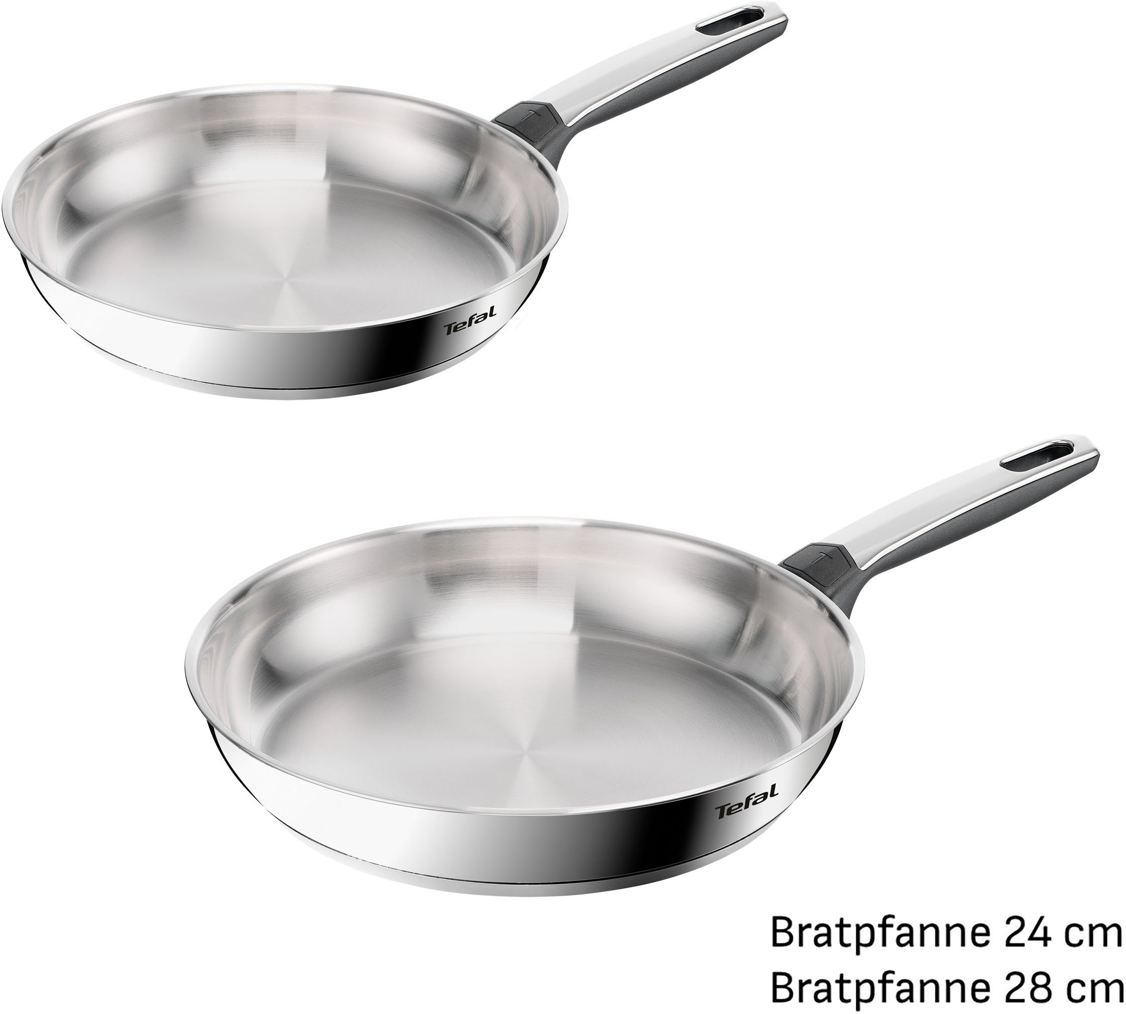 Tefal Pfannen-Set »Emotion+« Edelstahl Set, je 1 Pfanne 24/28 cm, 2 tlg. Premium Edelstahl, Induktion, spülmaschinenfest, hochglanzpoliert